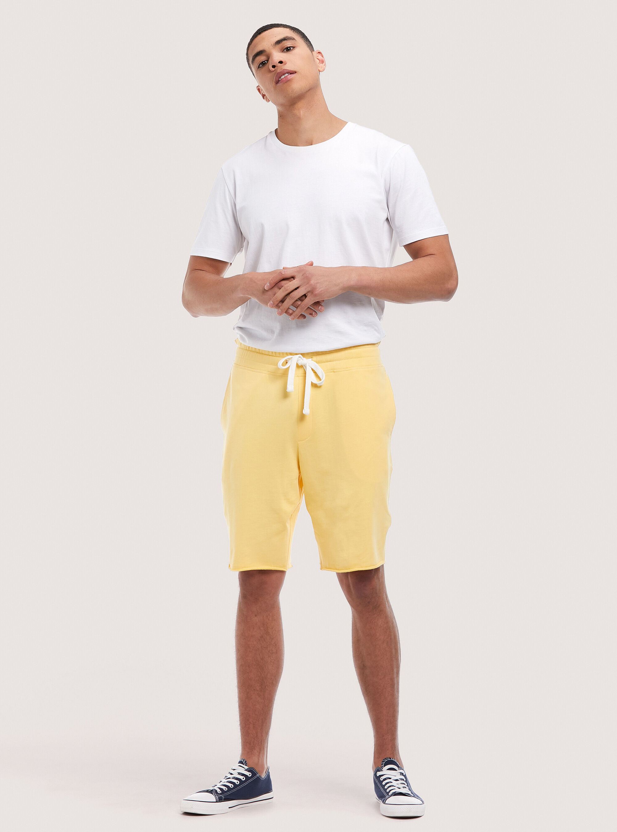 Basic cotton jogger bermuda shorts, C804 YELLOW