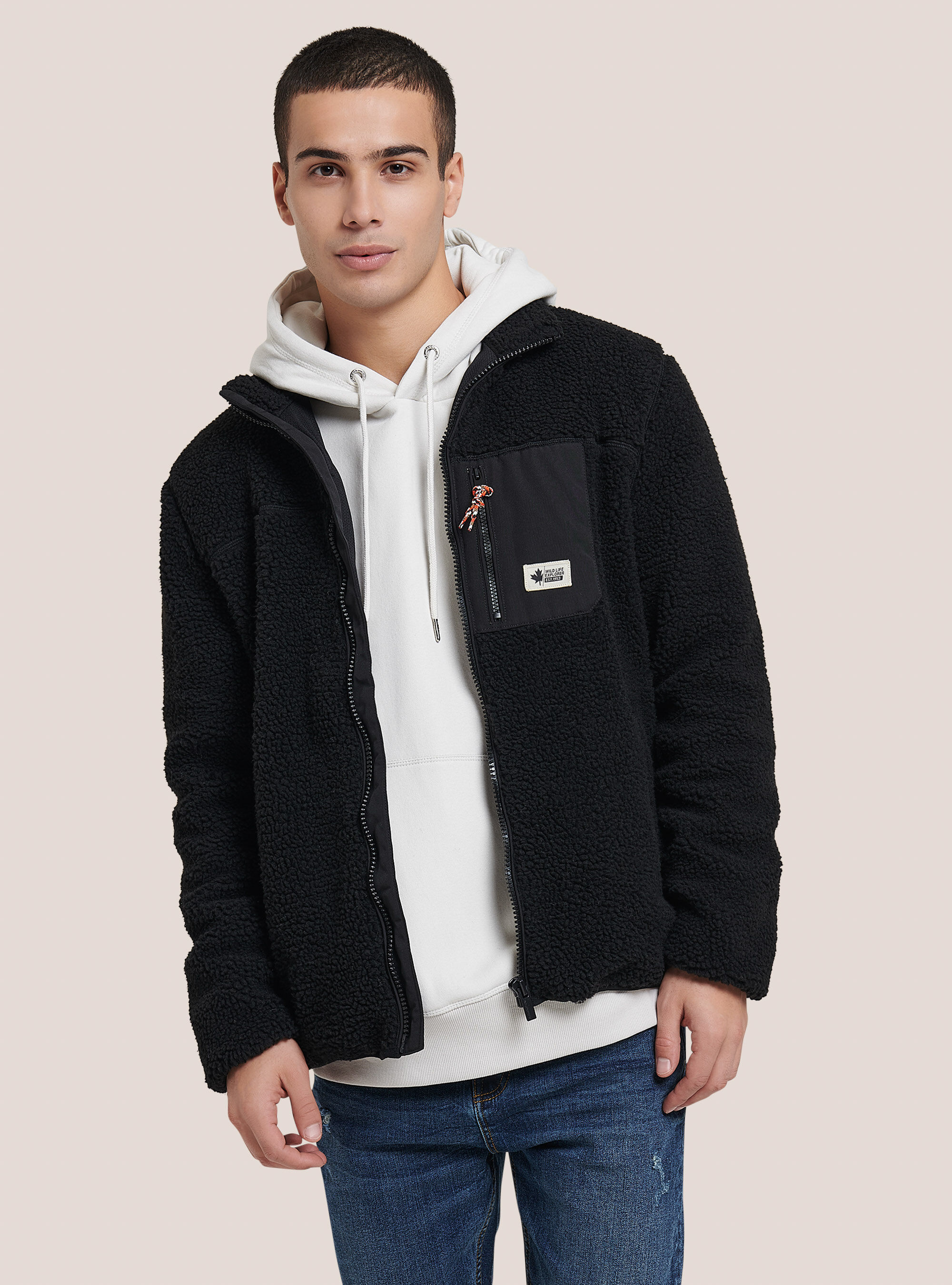 Giubbotto teddy patchwork