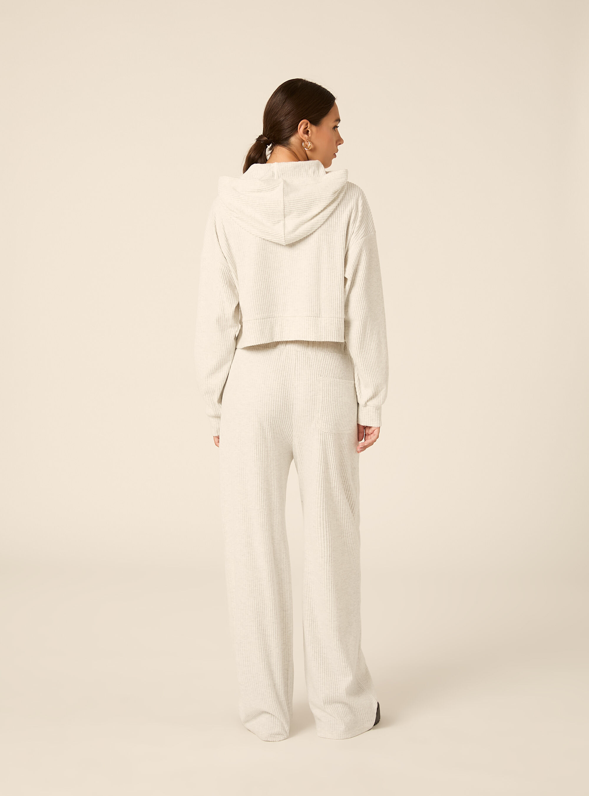 Felpa crop con cappuccio, MGY3 GREY MEL LIGHT