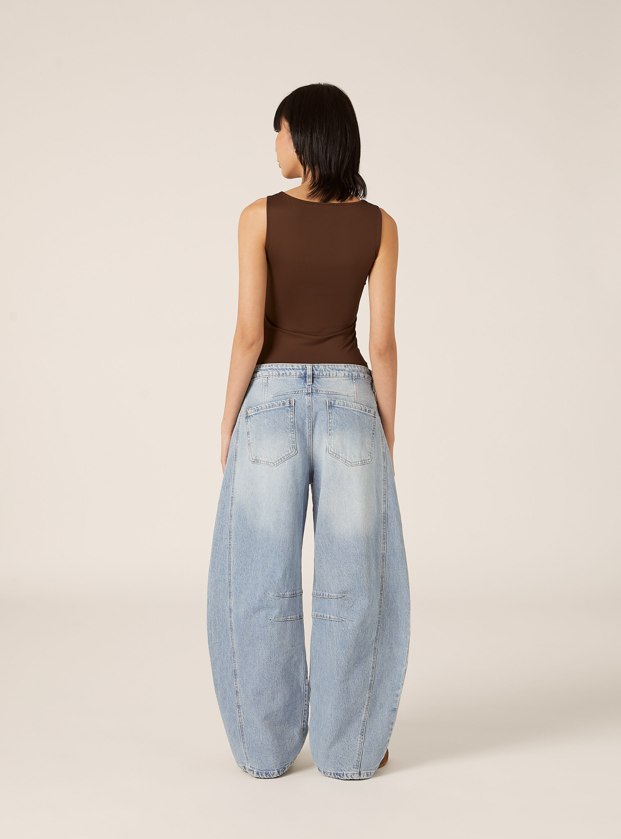 Balloon fit jeans with beads, D006 AZURE