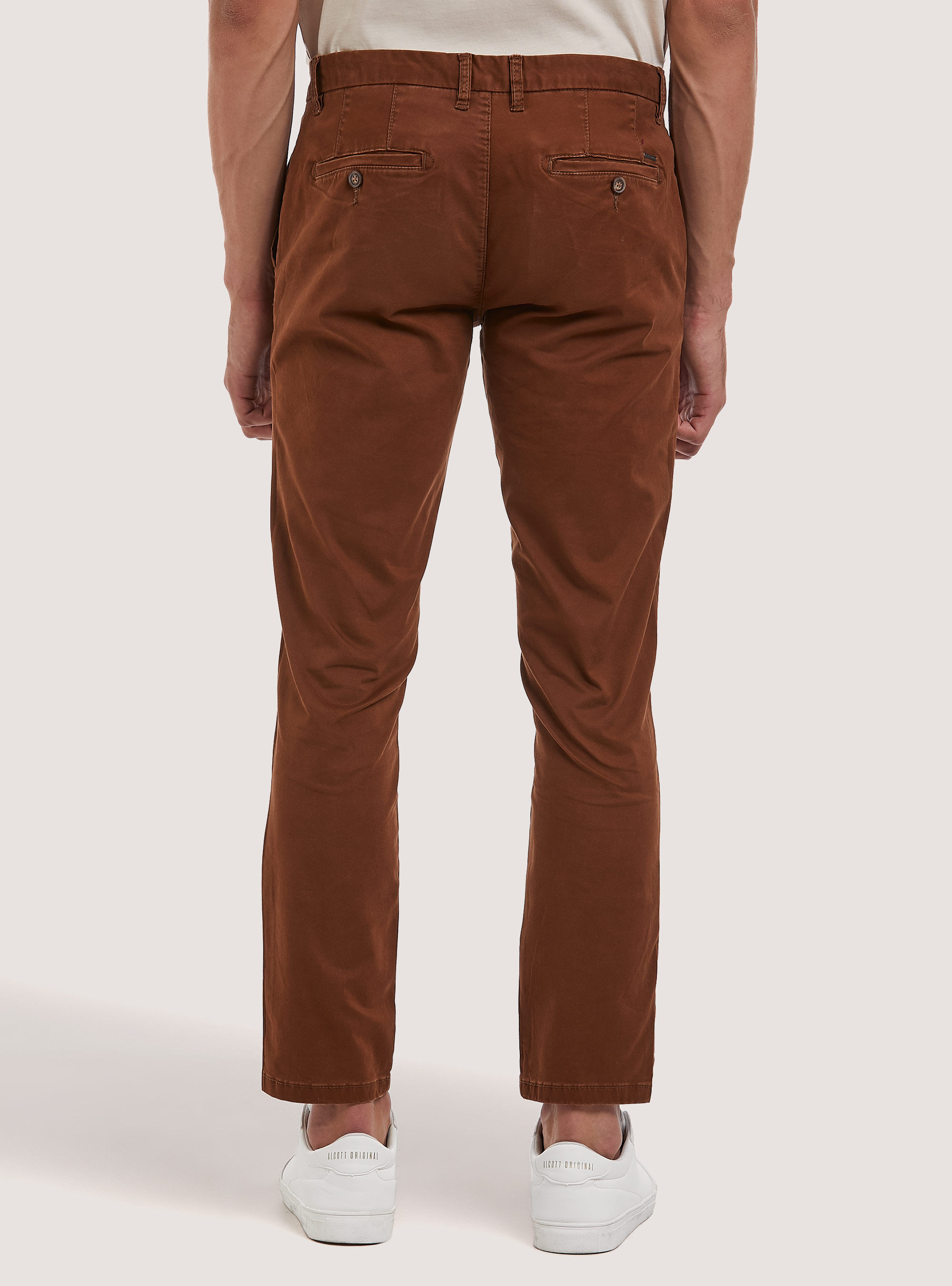 Pantaloni Uomo Chino Twill Cotone Stretch Tinta Unita - Foto 8