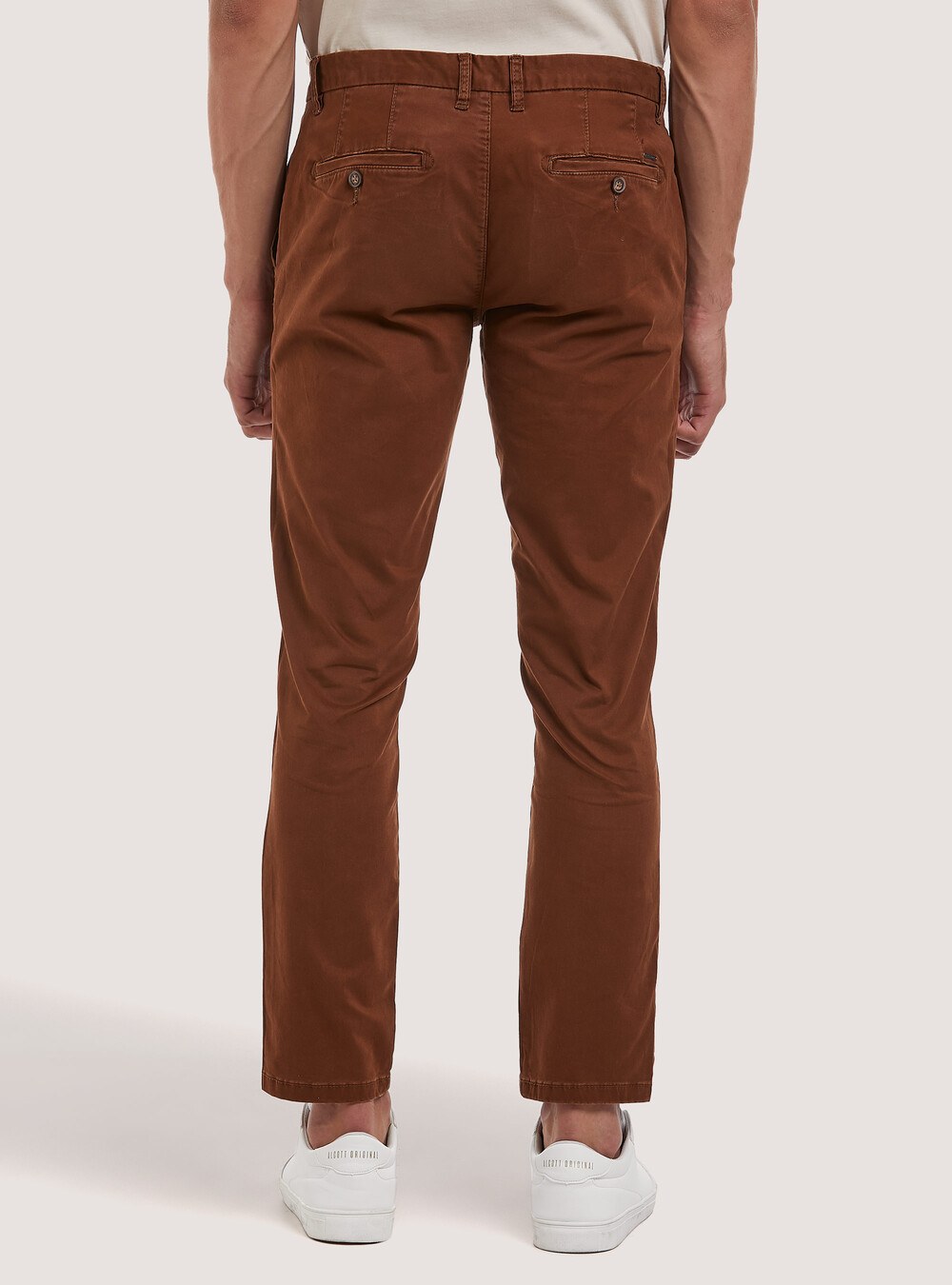 Pantaloni Uomo Chino Twill Cotone Stretch Tinta Unita - Foto 8