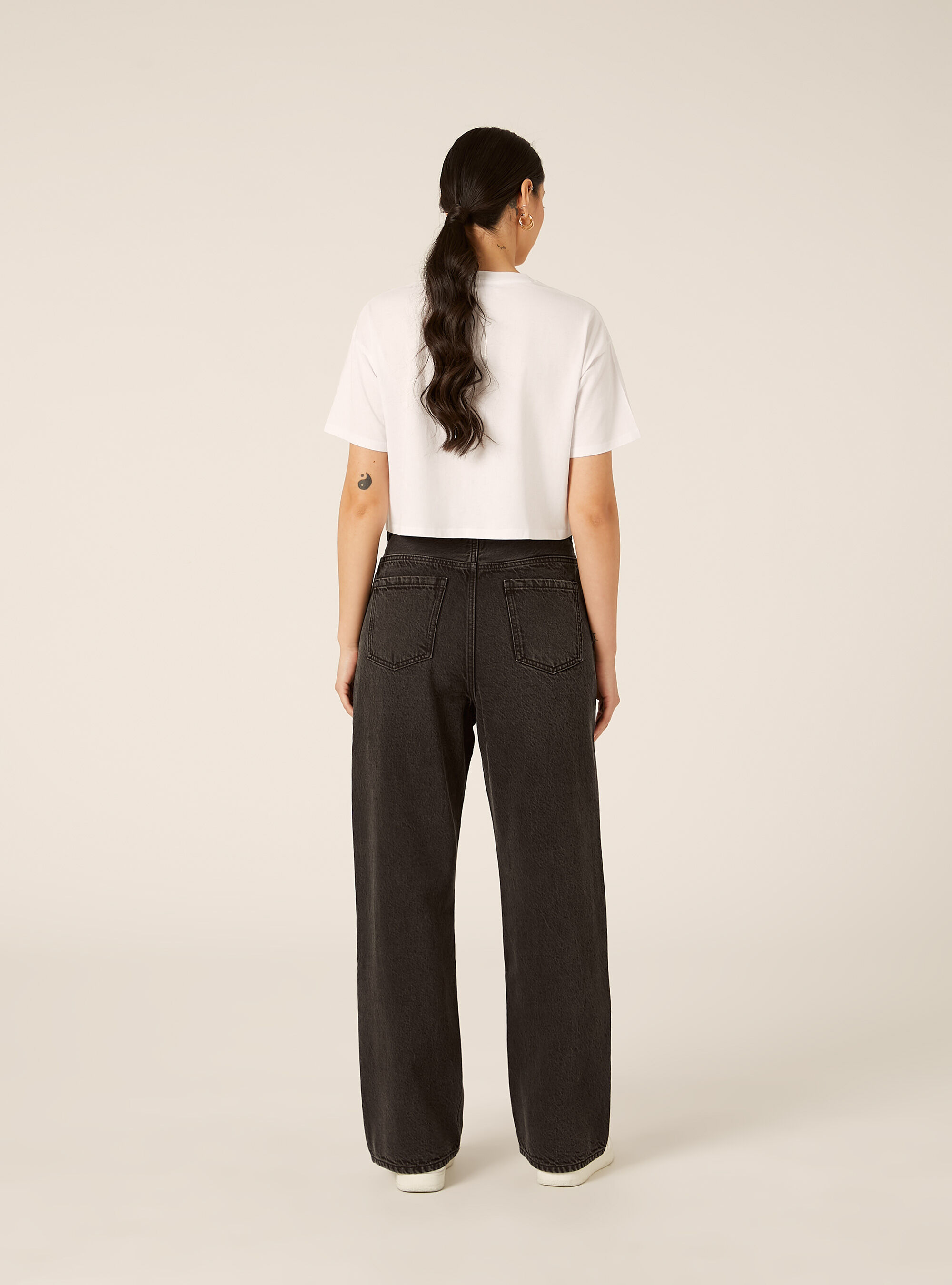 Jeans low wide, D000 BLACK