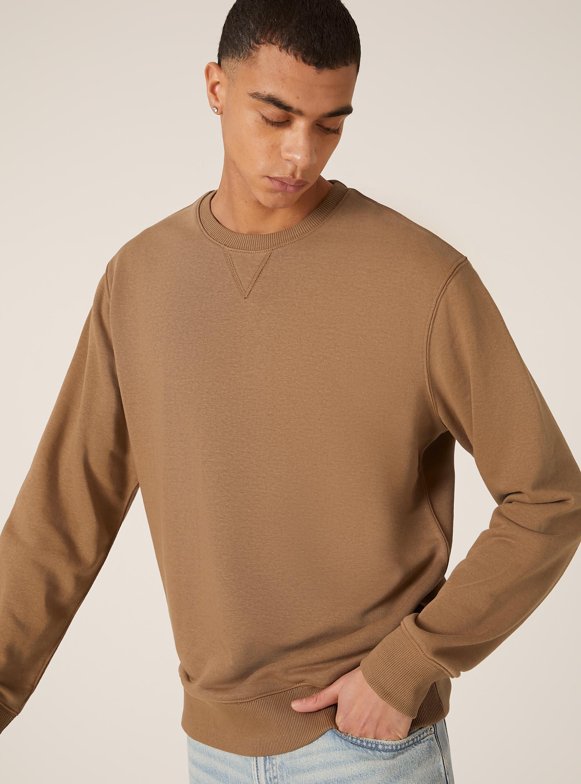 Plain-coloured crew-neck sweatshirt, BR2 BROWN MEDIUM