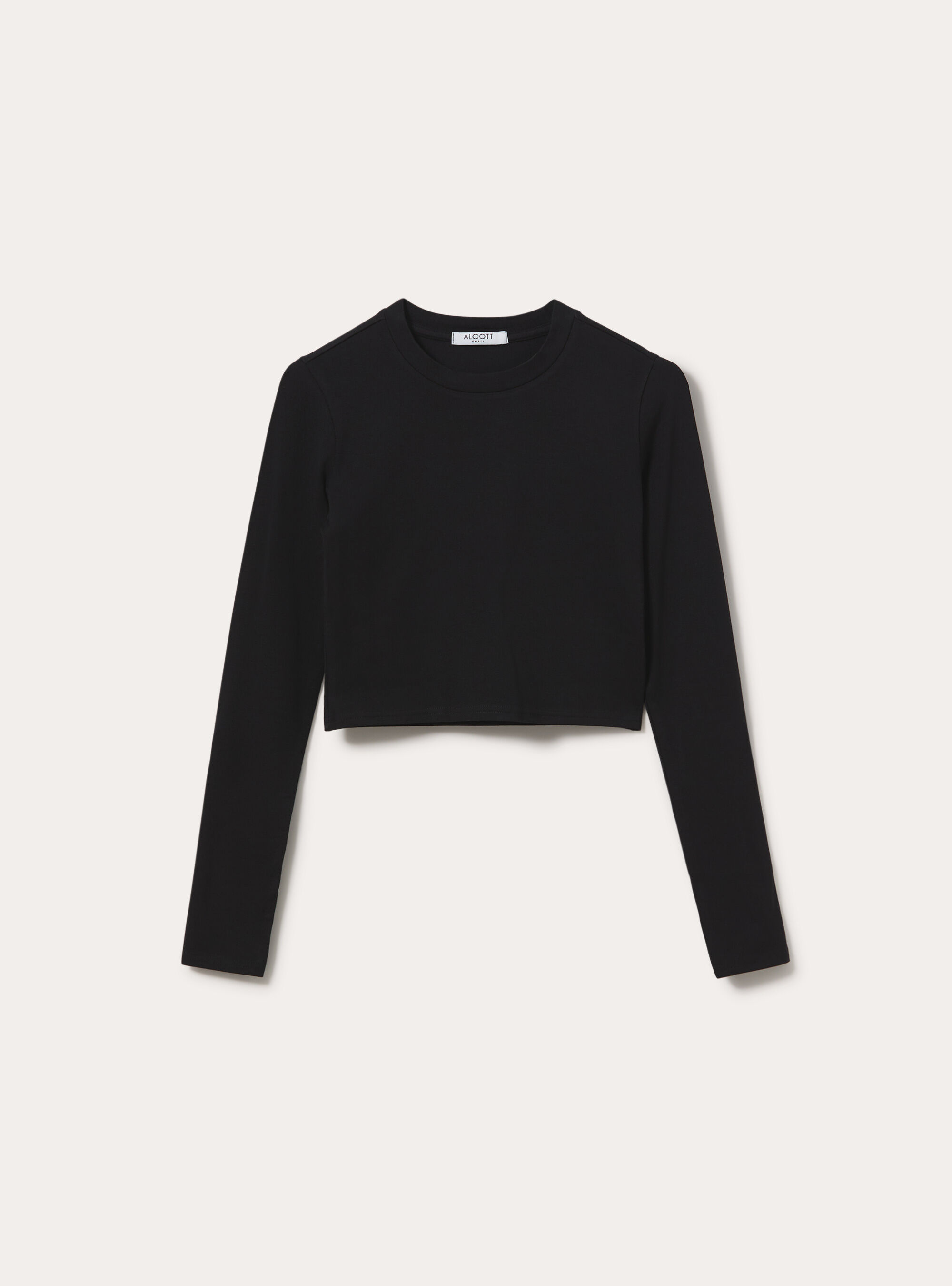 Maglia crop a maniche lunghe, BK1 BLACK