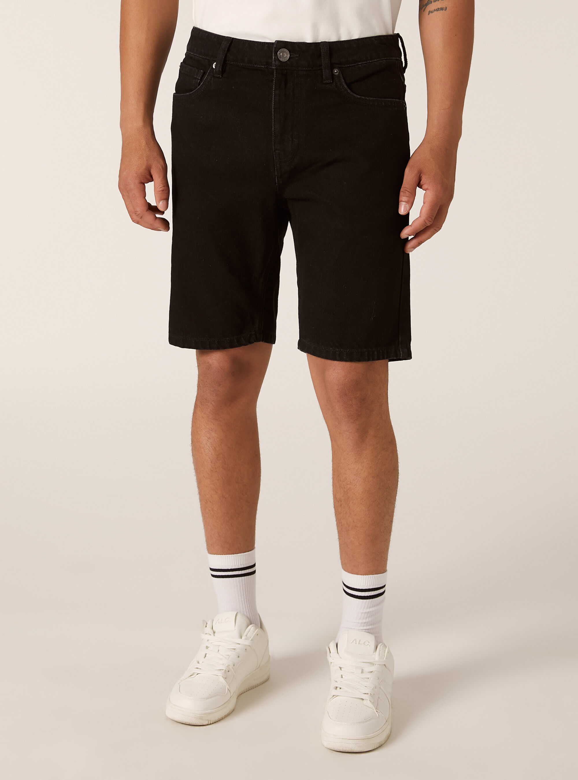 Regular Fit Denim Bermuda Shorts, D000 BLACK