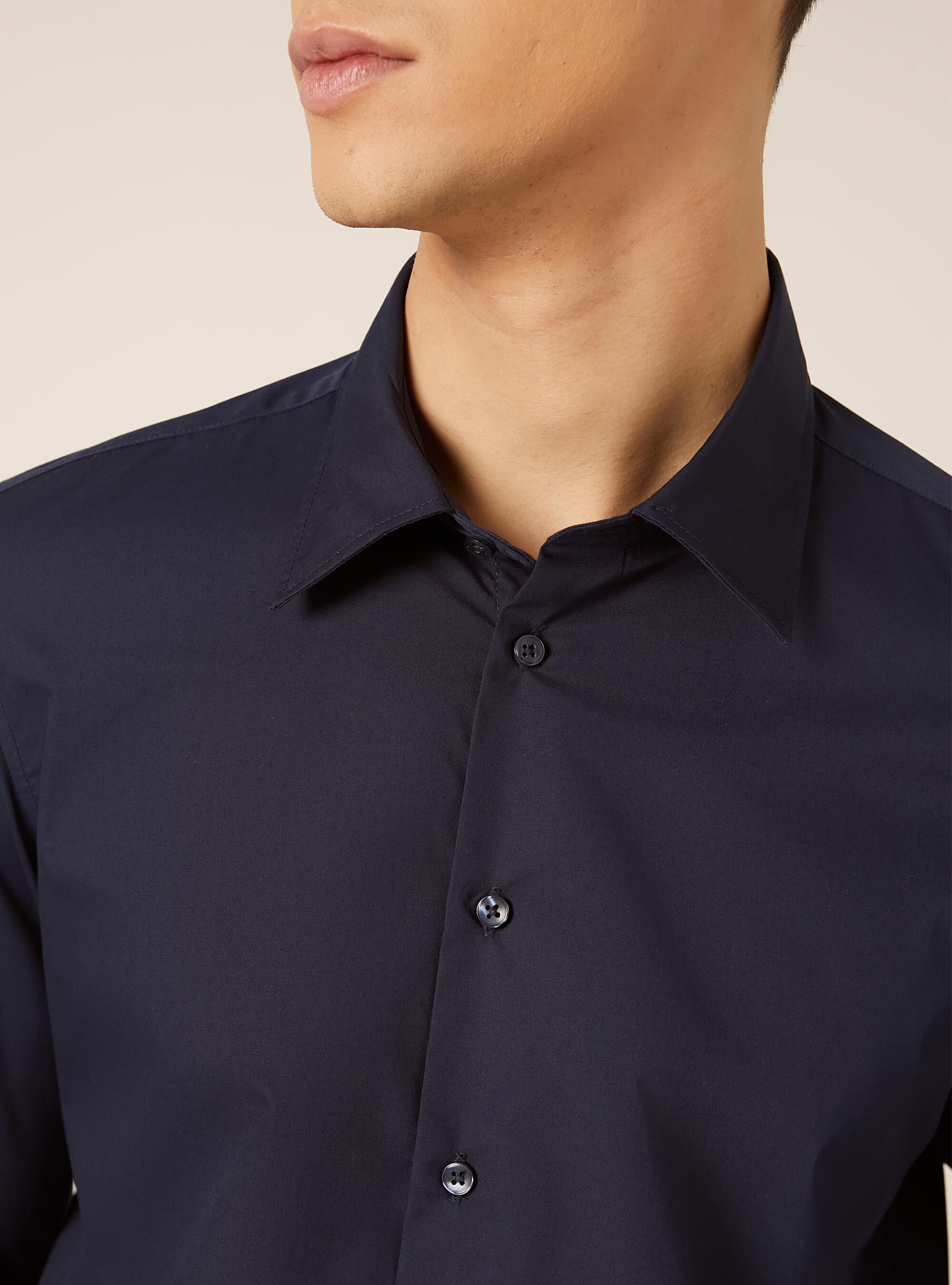 Chemise &agrave; manches longues unie, NA1 NAVY DARK