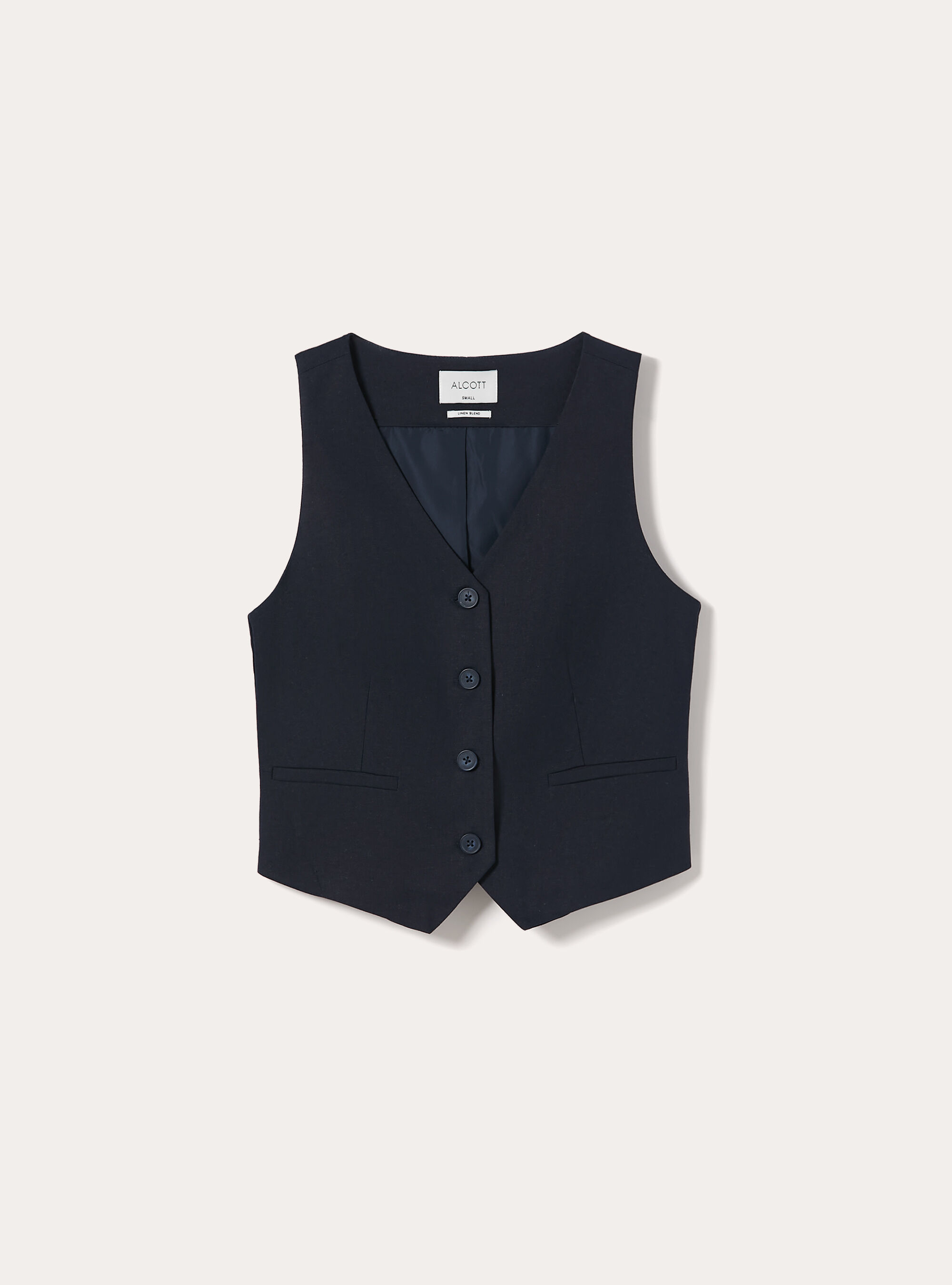 Chaleco en mezcla de lino, NA2 NAVY MEDIUM