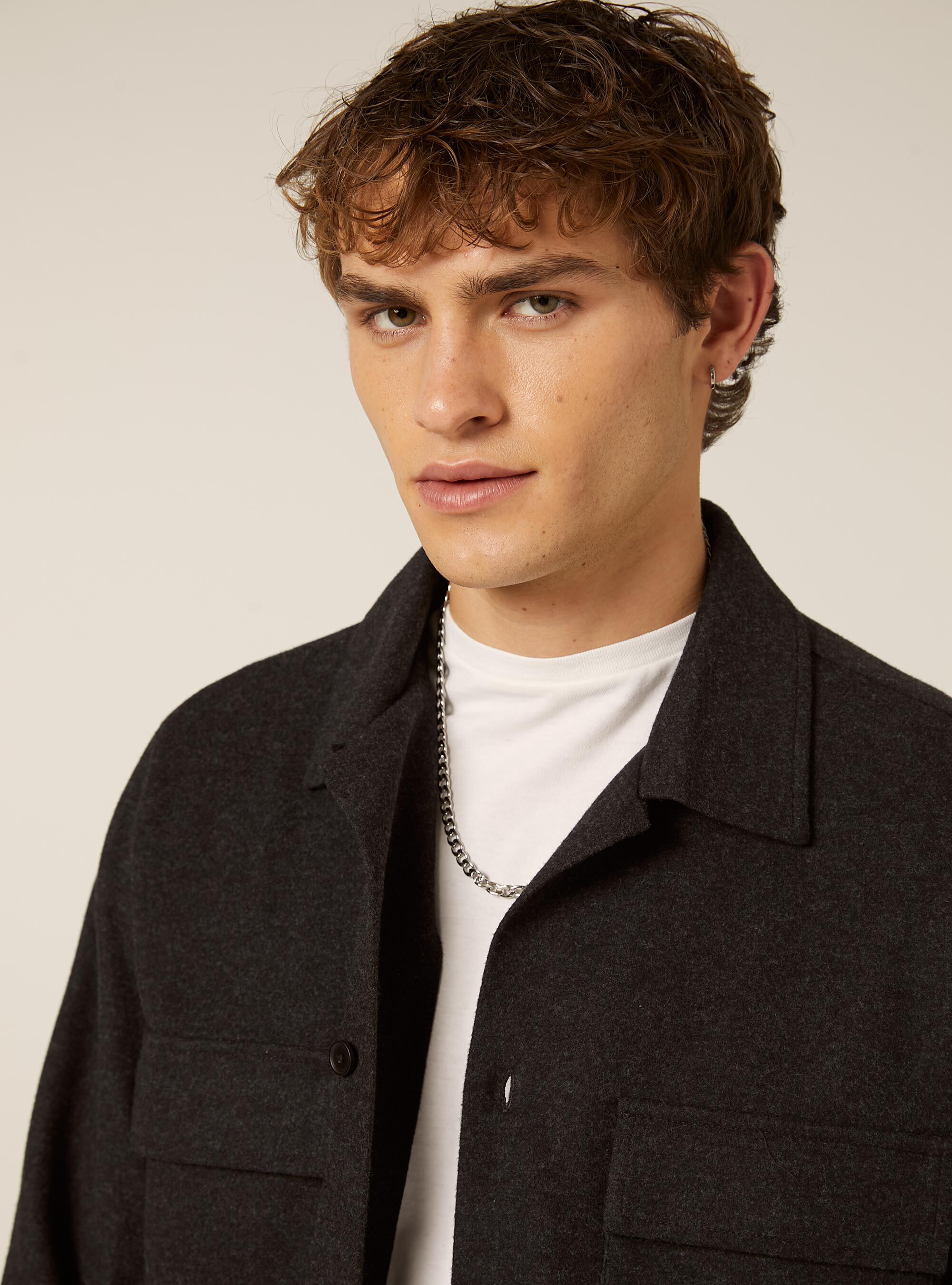 Chemise &agrave; grandes poches effet flanelle, MGY1 GREY MEL DARK