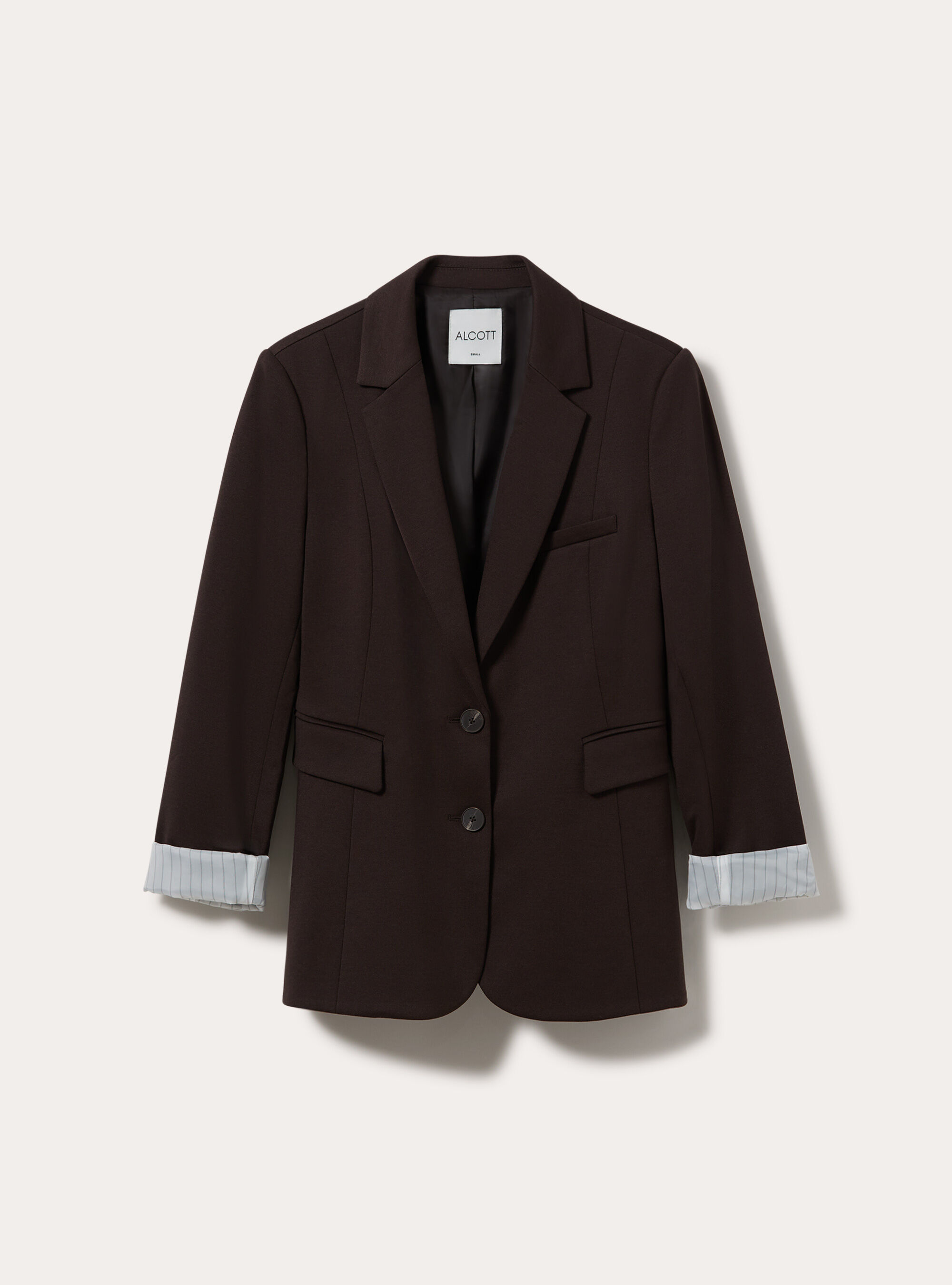 Blazer droit structure a revers, BR1 BROWN DARK