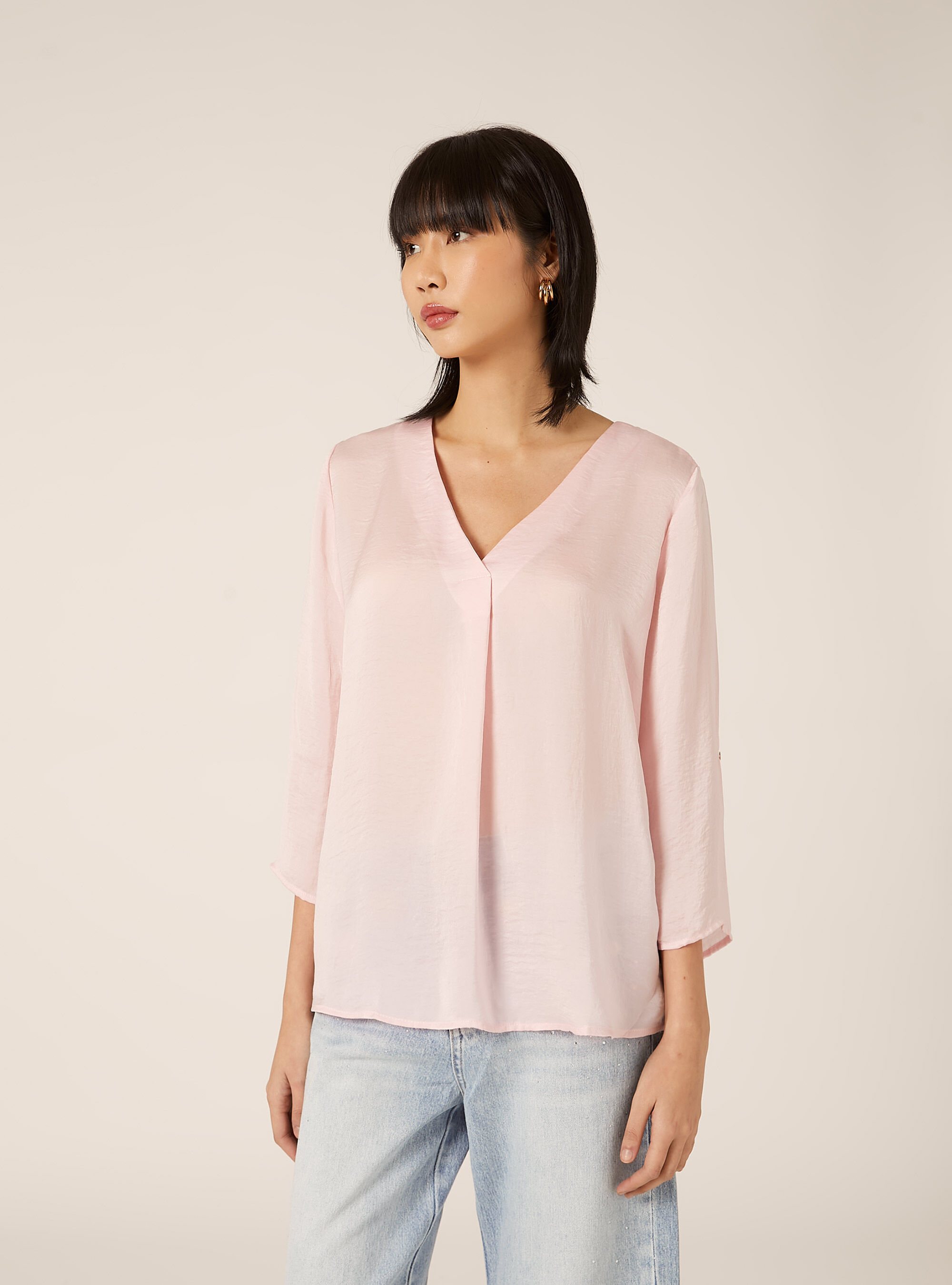 Plain neckline blouse, PK2 PINK MEDIUM