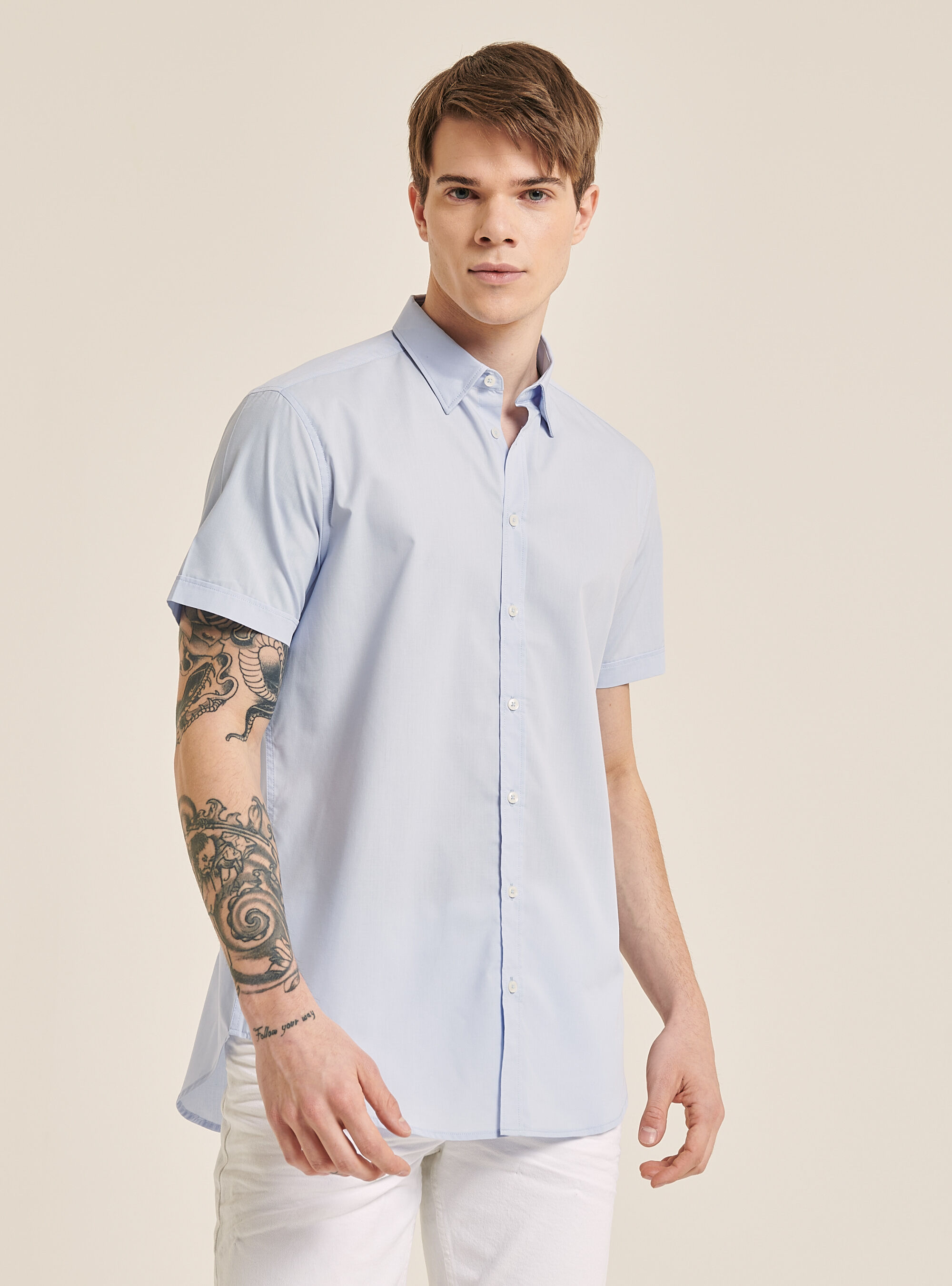 Short-sleeved shirt, AZURE