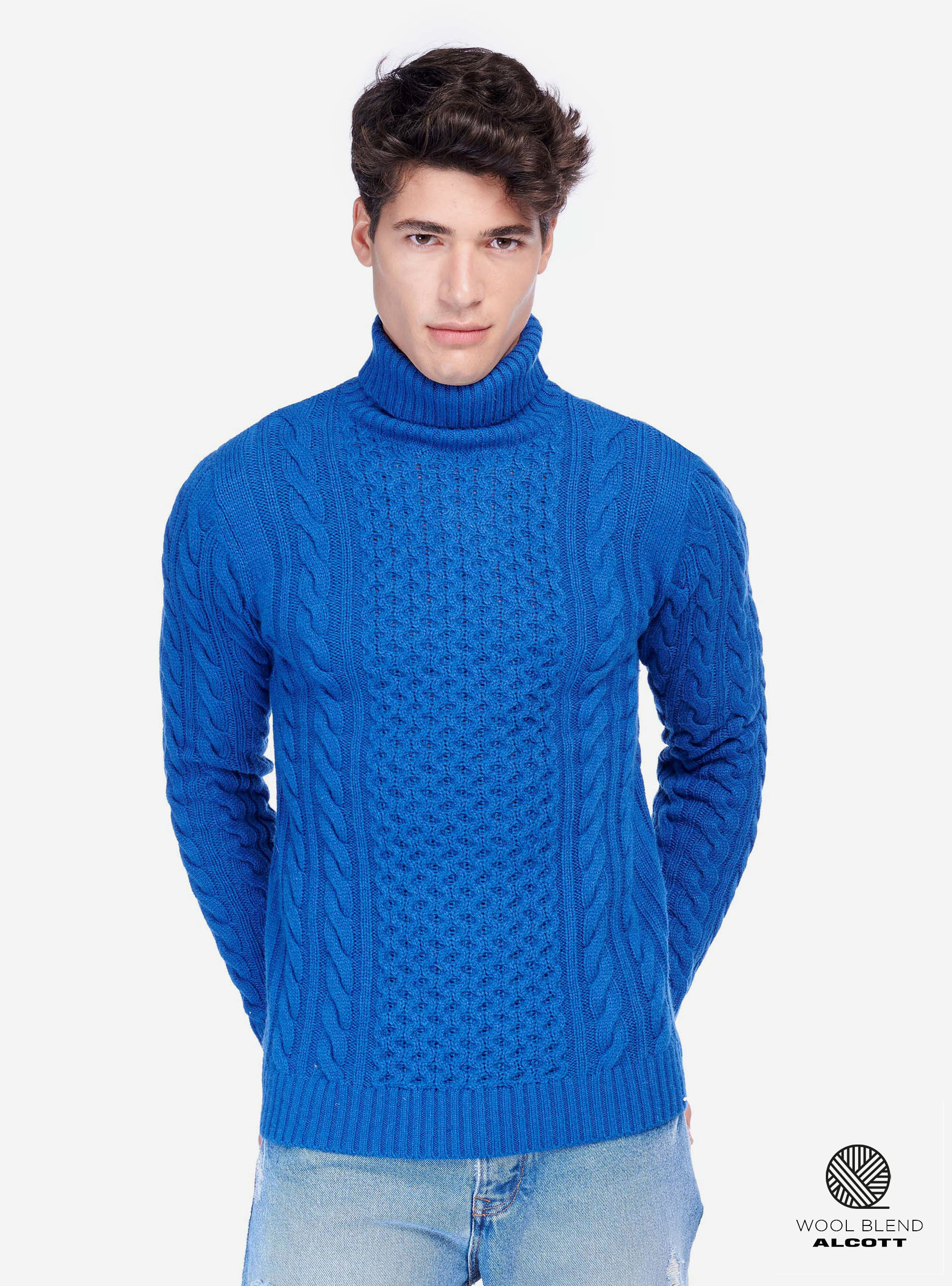 HIGH NECK PULLOVER, ROYALE