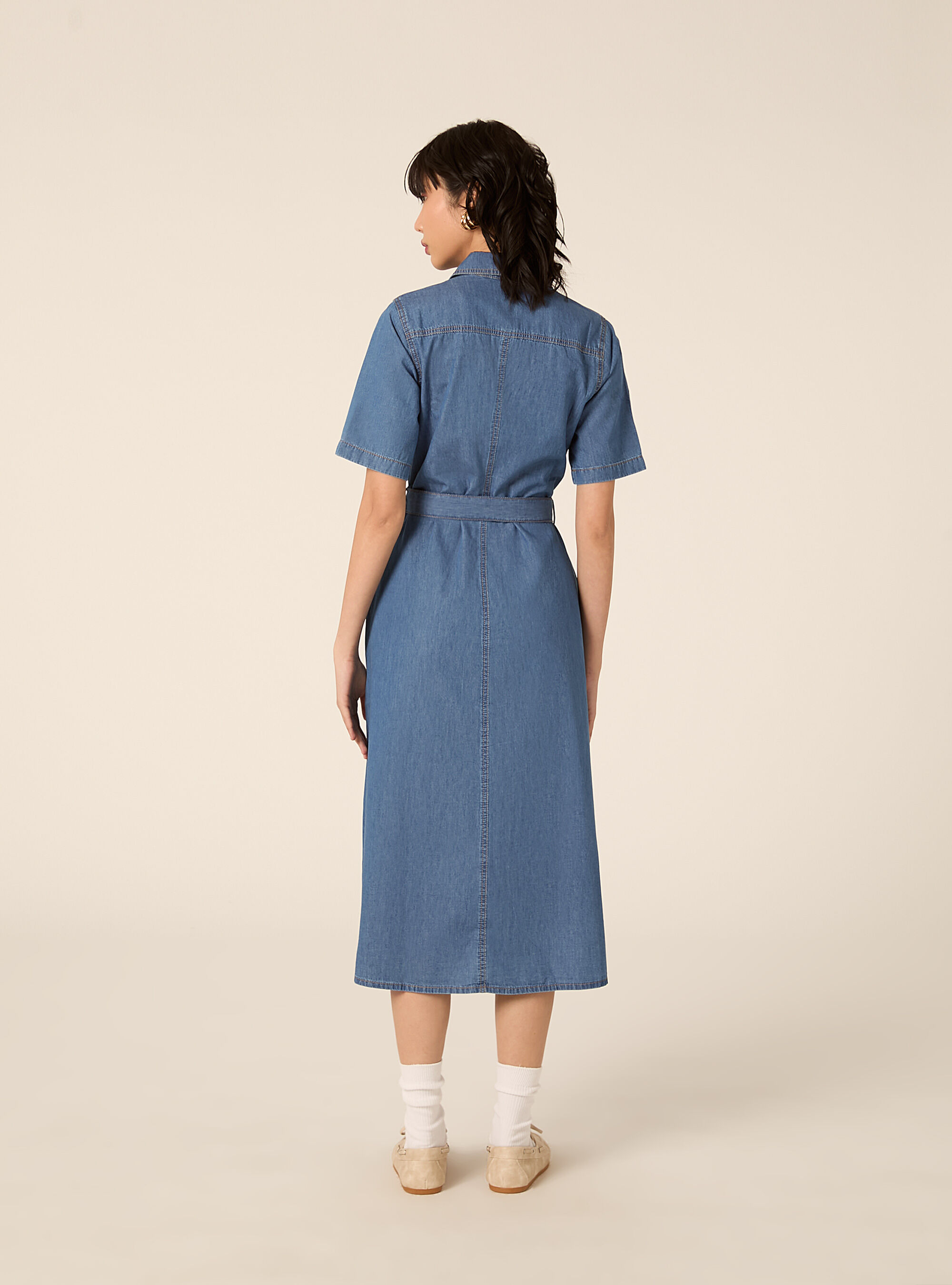 Vestito chemisier in denim, D003 MEDIUM BLUE