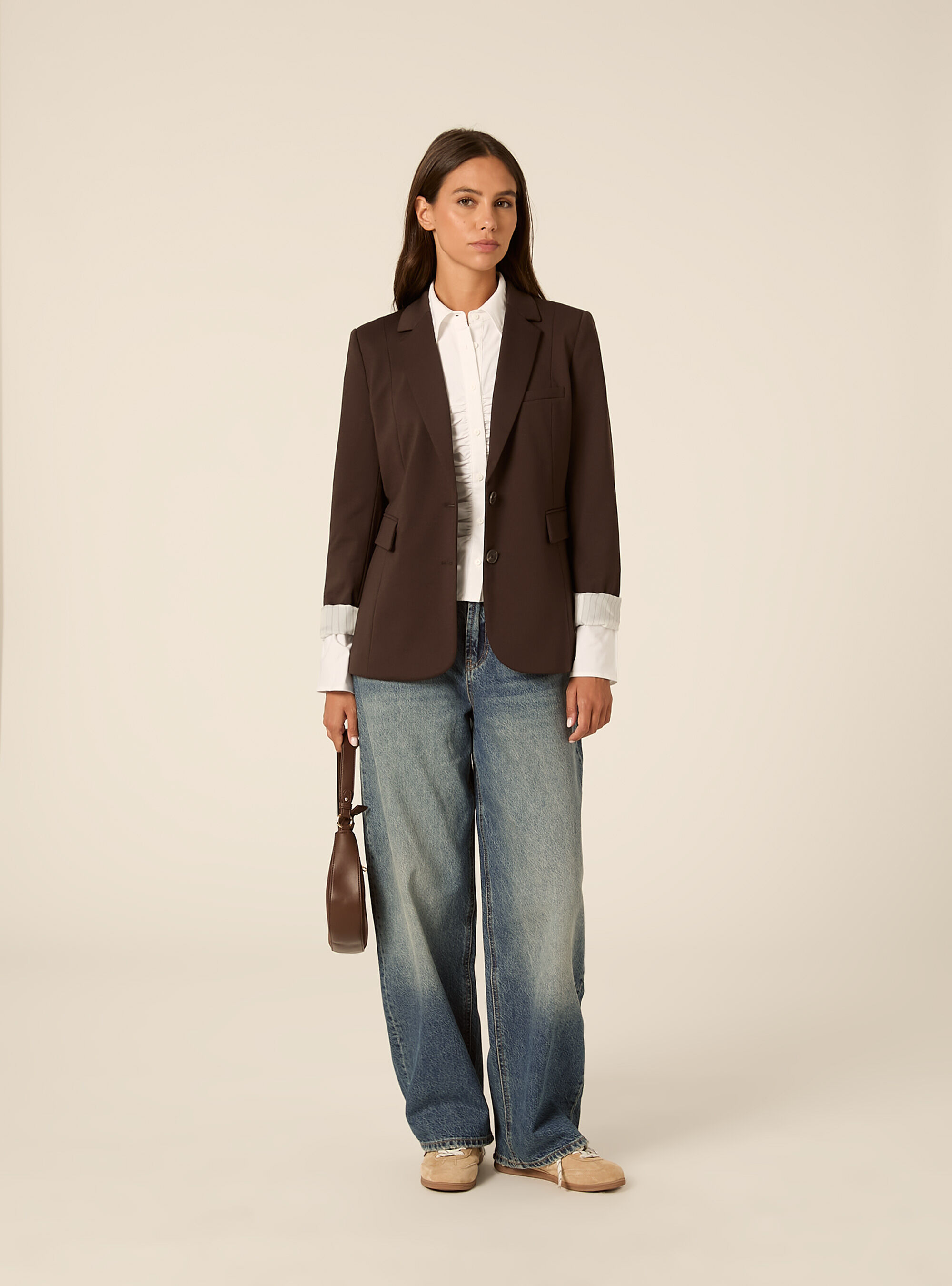 Blazer droit structure a revers
