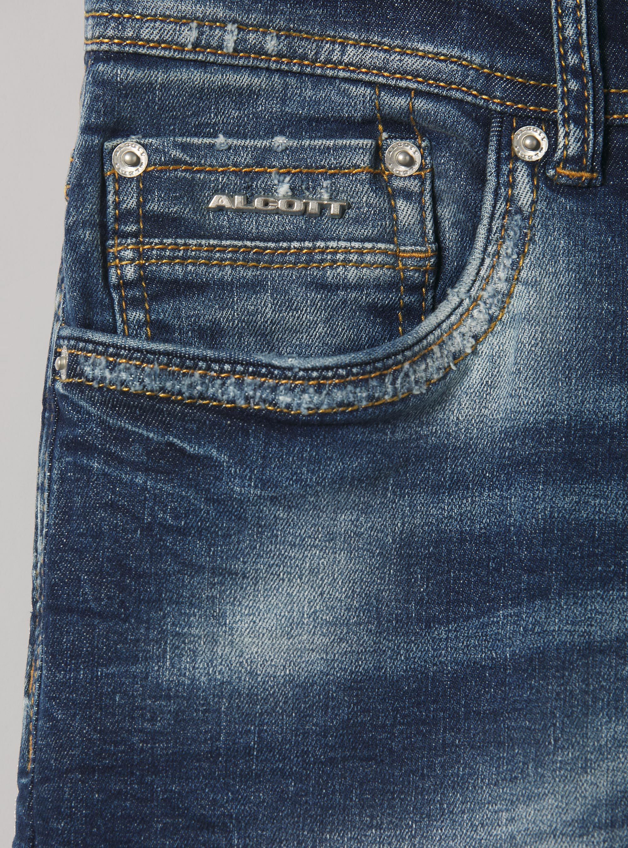 Super skinny jeans with breaks in stretch denim, D002 MEDIUM DARK BLUE