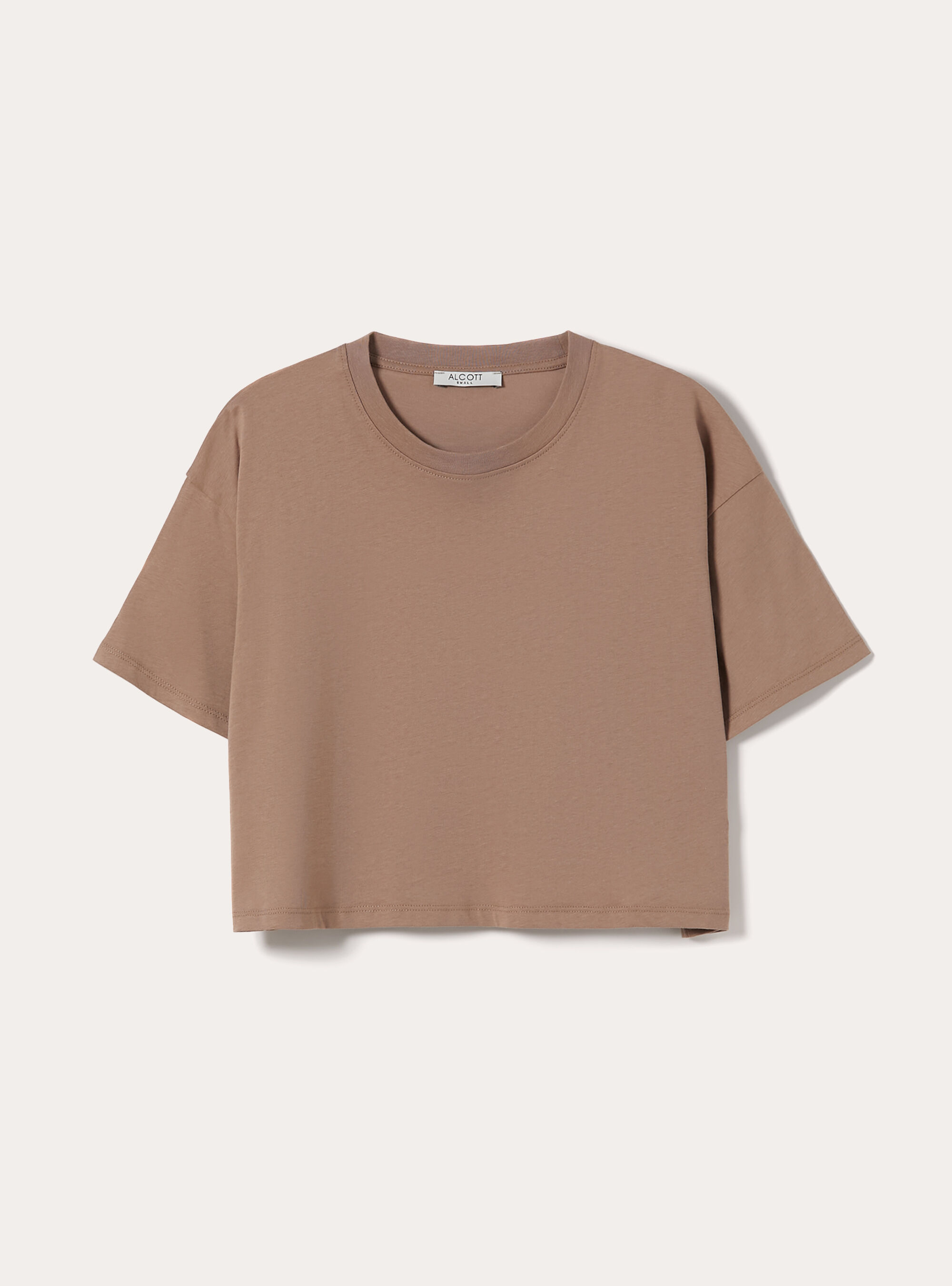 T-shirt crop over tinta unita, BR3 BROWN LIGHT