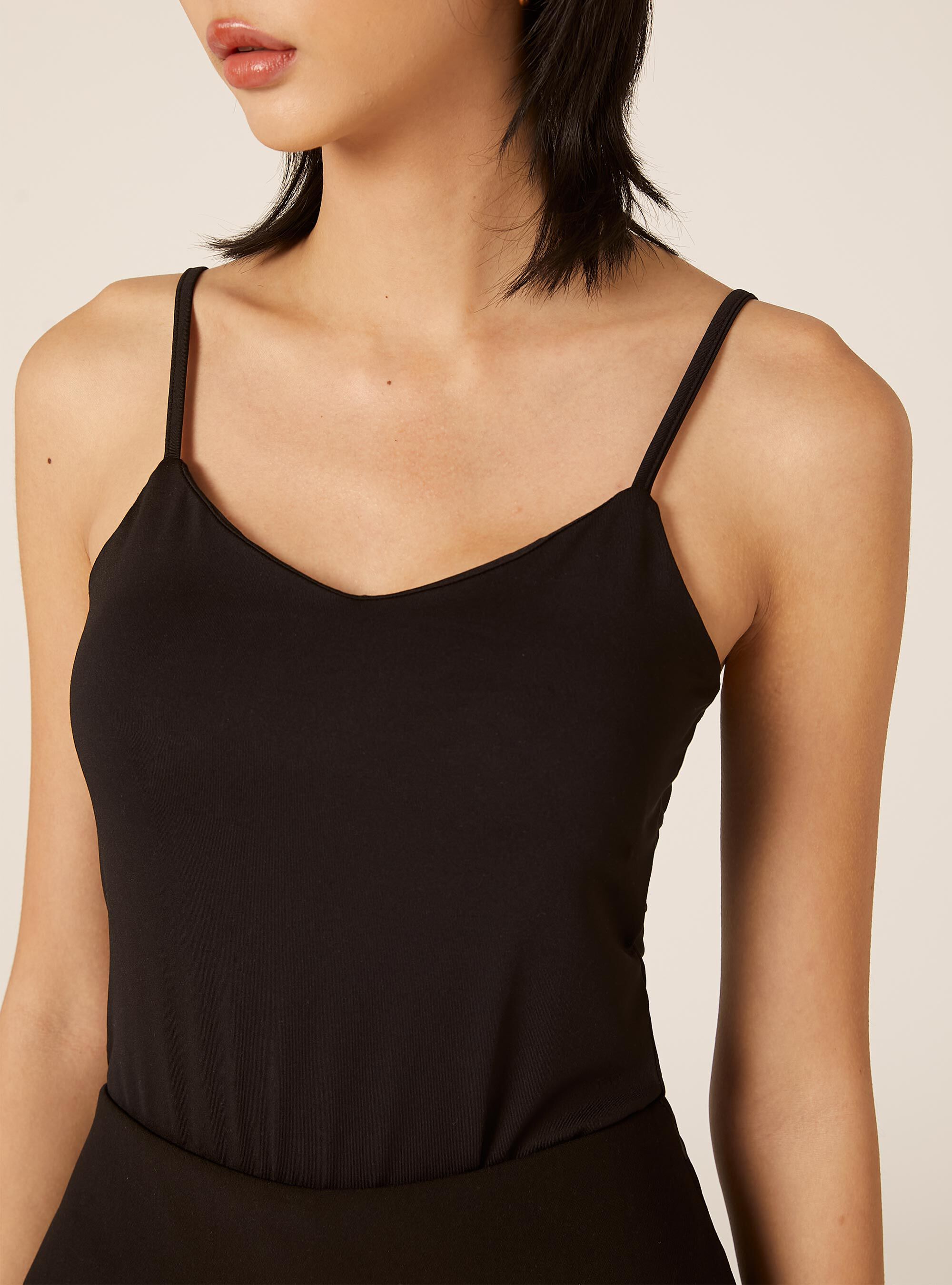 Body con bretelle sottili, BK1 BLACK