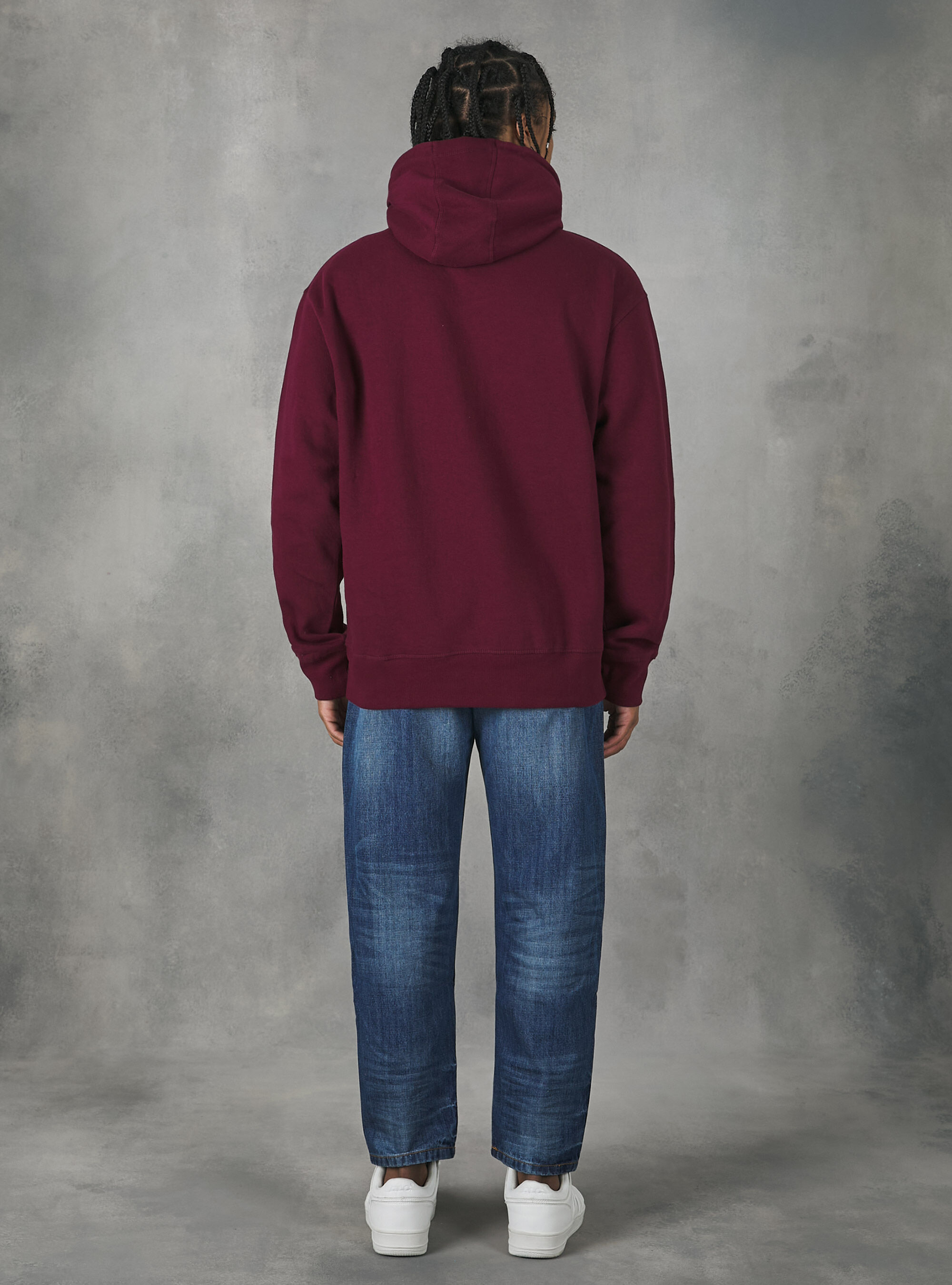 Sudadera con capucha y parche universitario, BO2 BORDEAUX MEDIUM