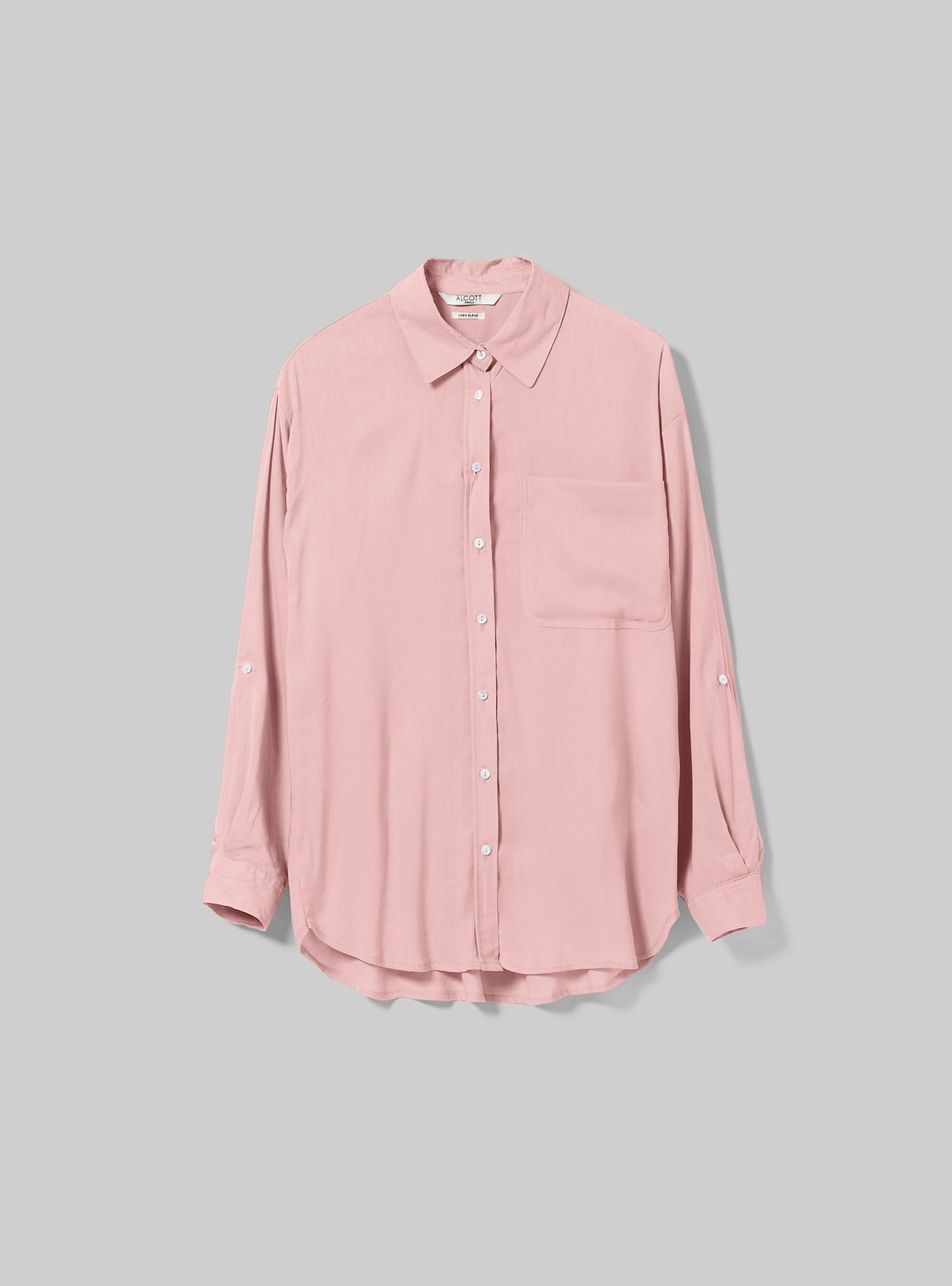Linen blend shirt with breast pocket, PK3 PINK LIGHT