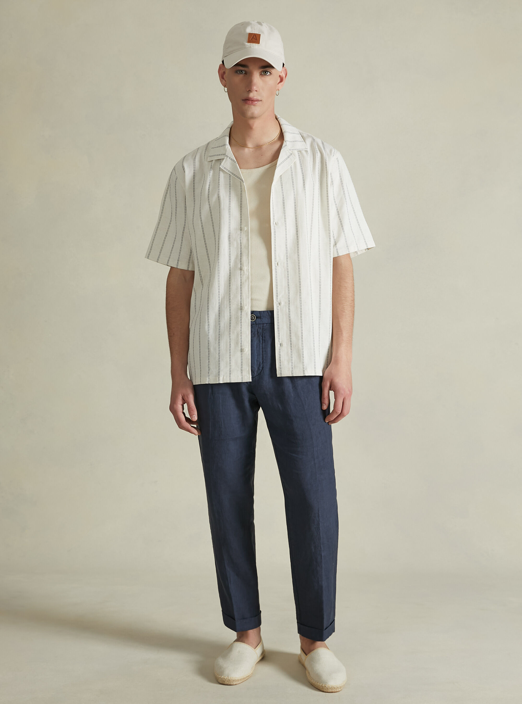 Chemise en lin m&eacute;lang&eacute; texture, IN2 INDIGO MEDIUM