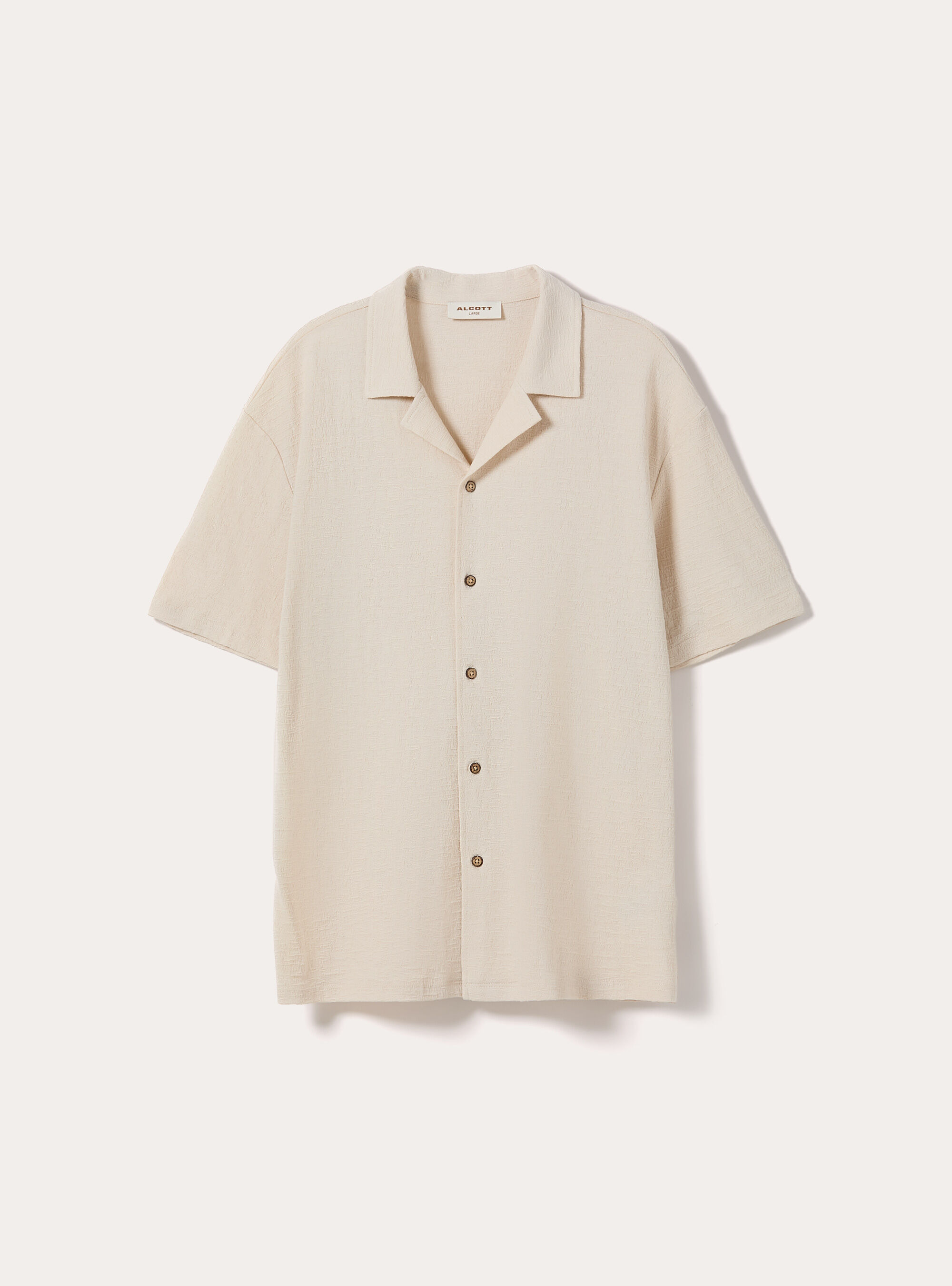 Camicia bowling in jersey texture regular fit, BG2 BEIGE MEDIUM