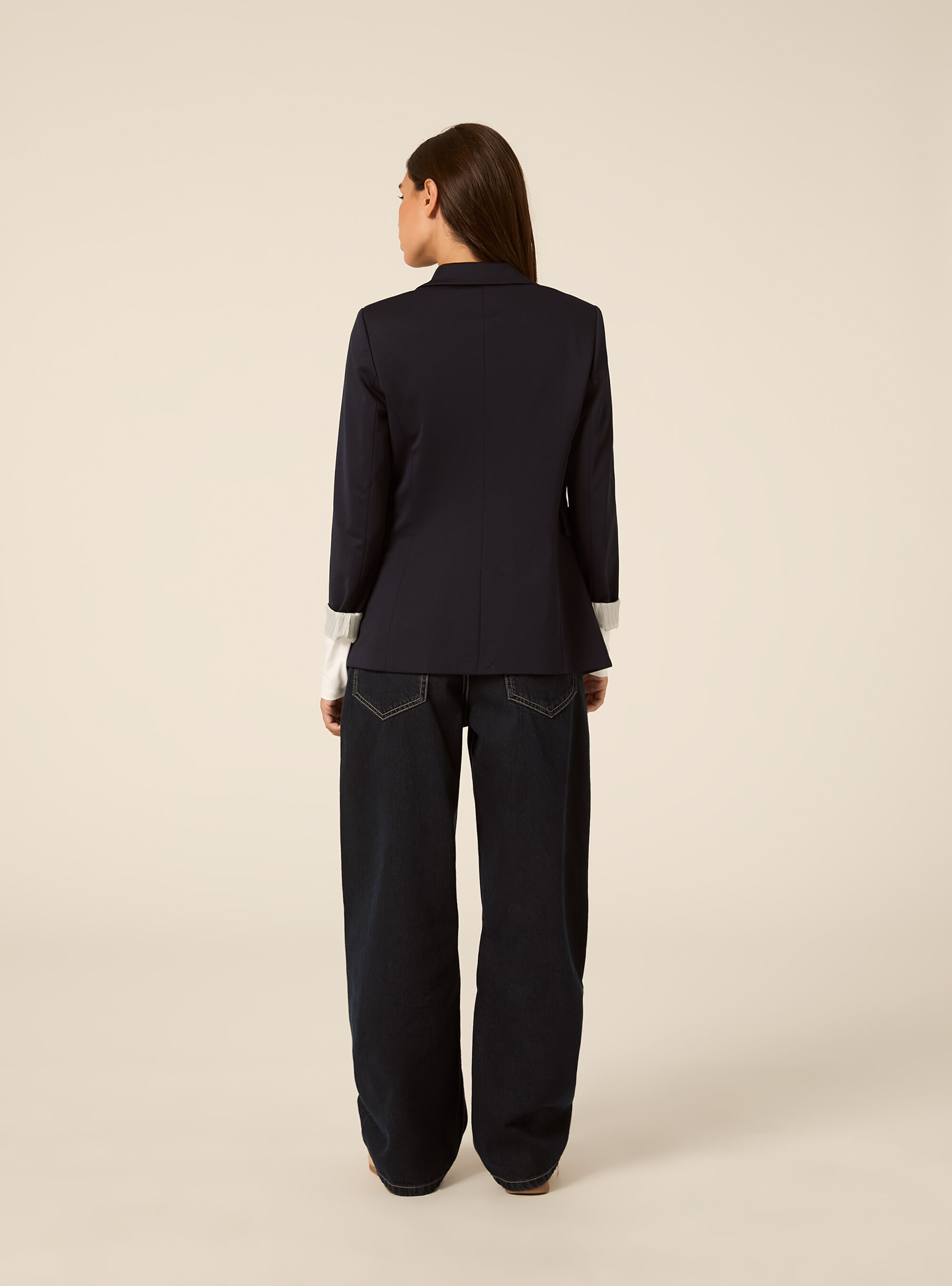 Blazer droit structure a revers, NA1 NAVY DARK