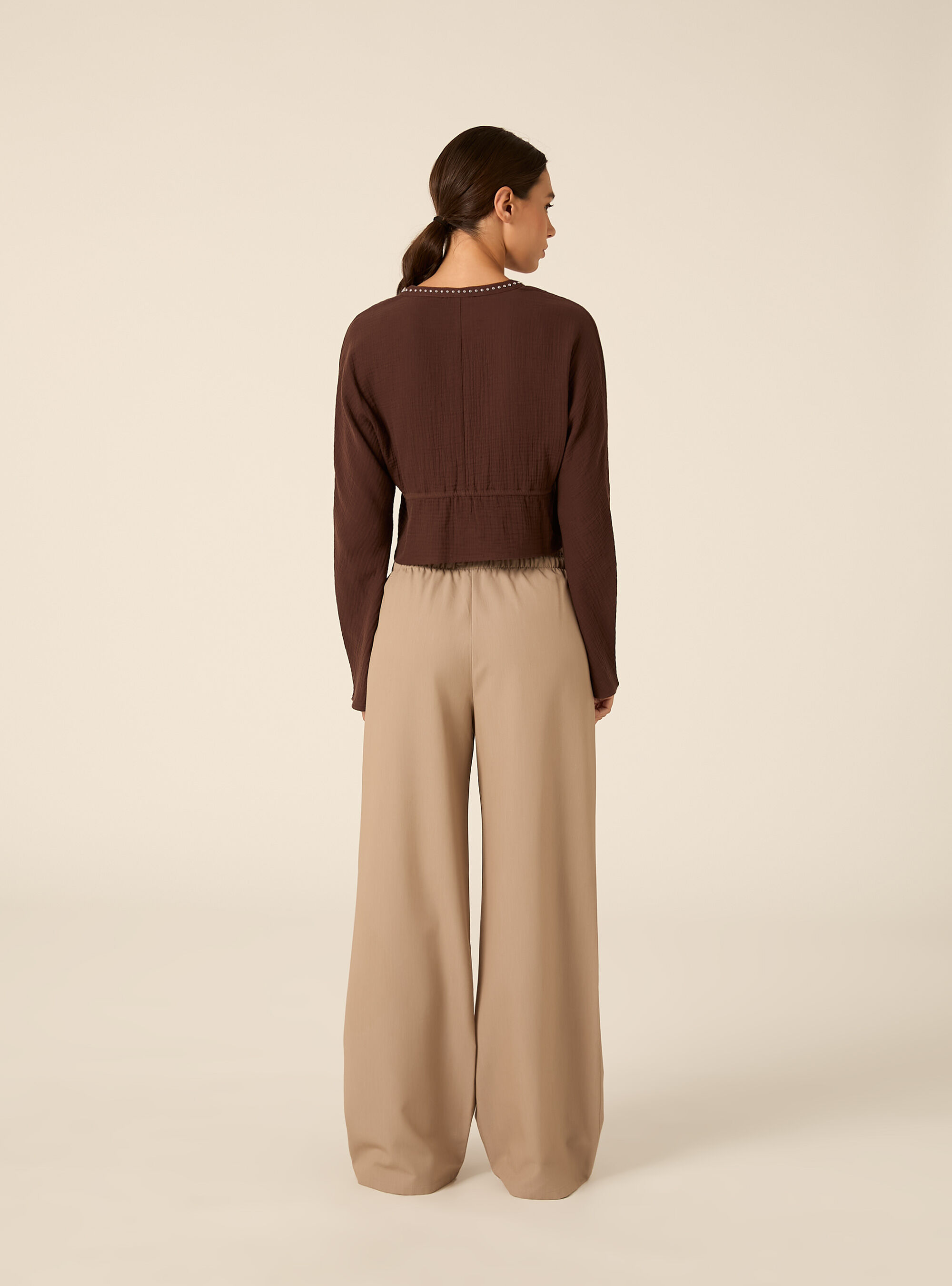 Blusa con borchie, BR1 BROWN DARK
