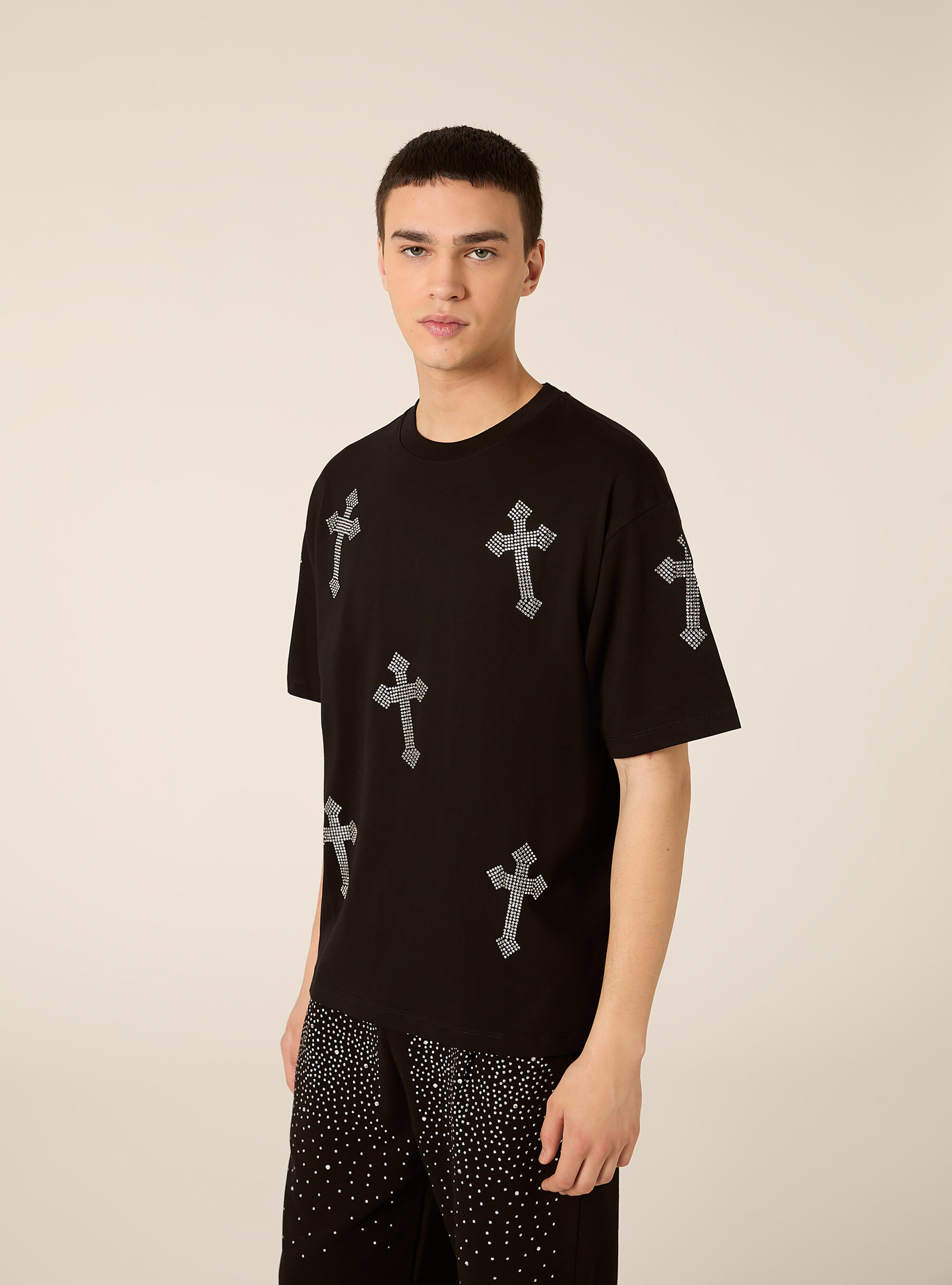 Maglietta boxy fit con strass