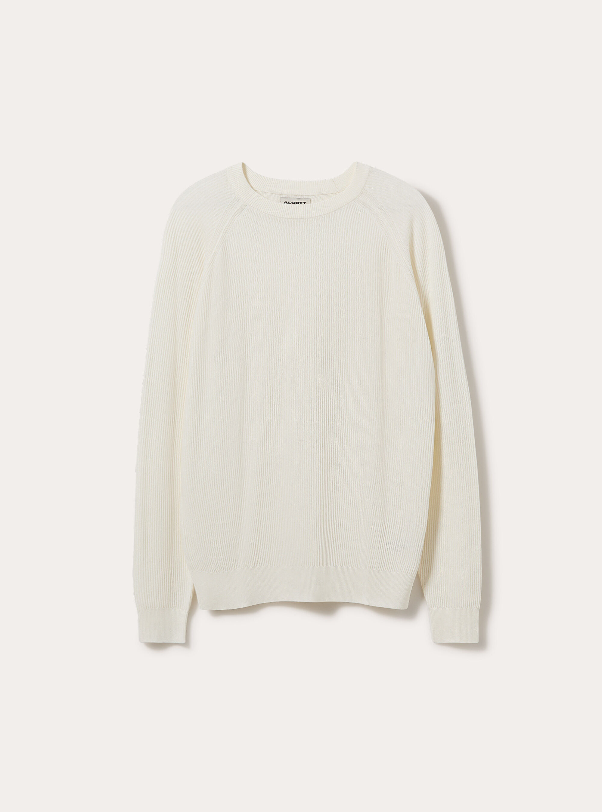 Maglia girocollo in misto cotone regular fit, WH2 WHITE
