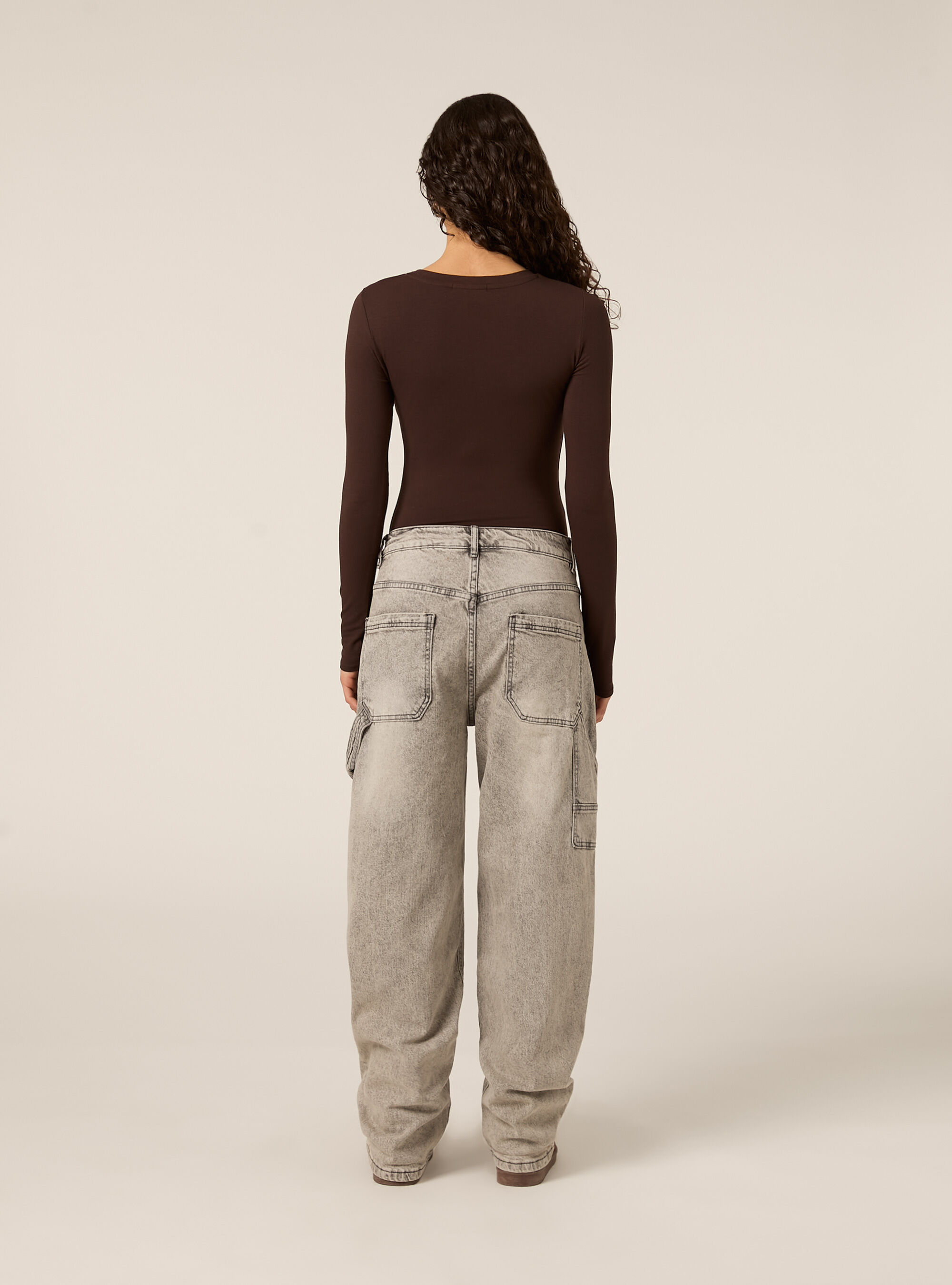 Body a maniche lunghe, BR1 BROWN DARK