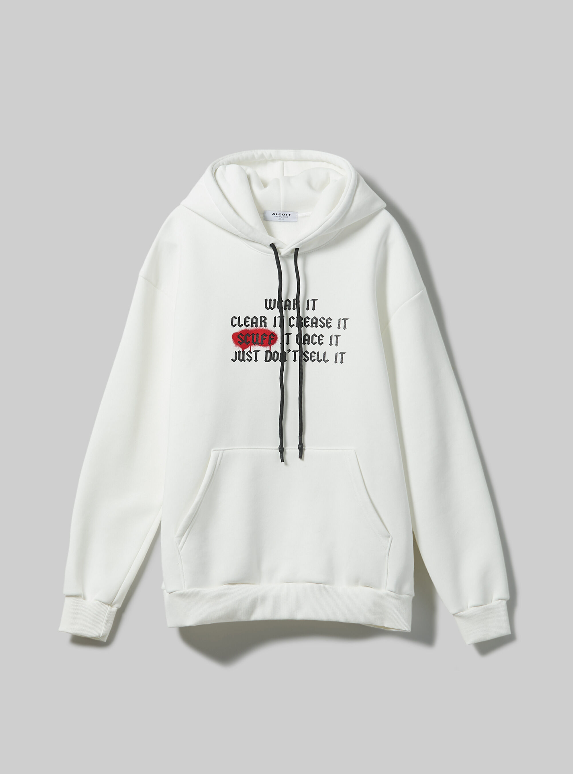 Felpa con cappuccio e stampa, CR3 CREAM LIGHT