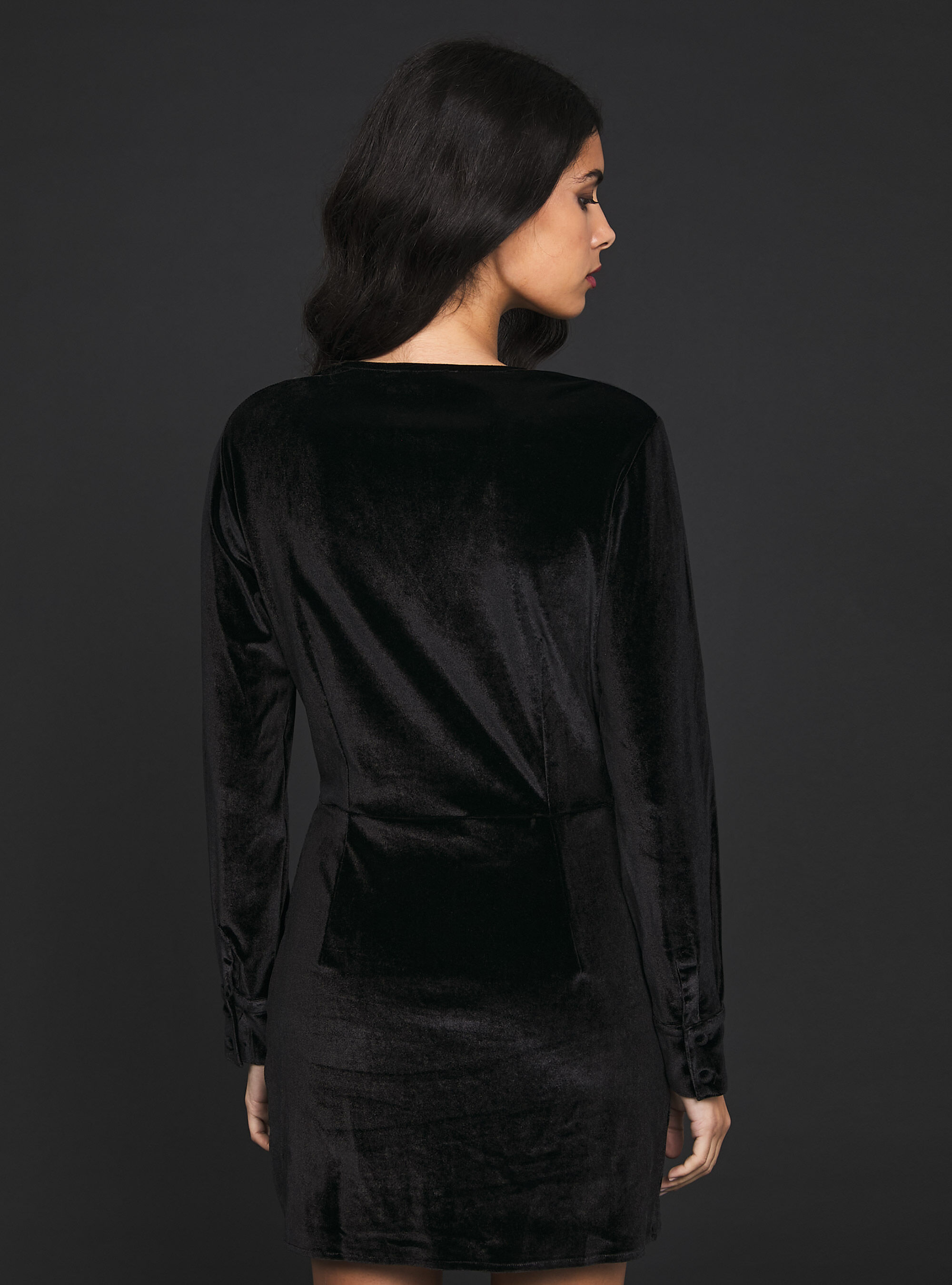 Mini vestido de terciopelo, BK1 BLACK