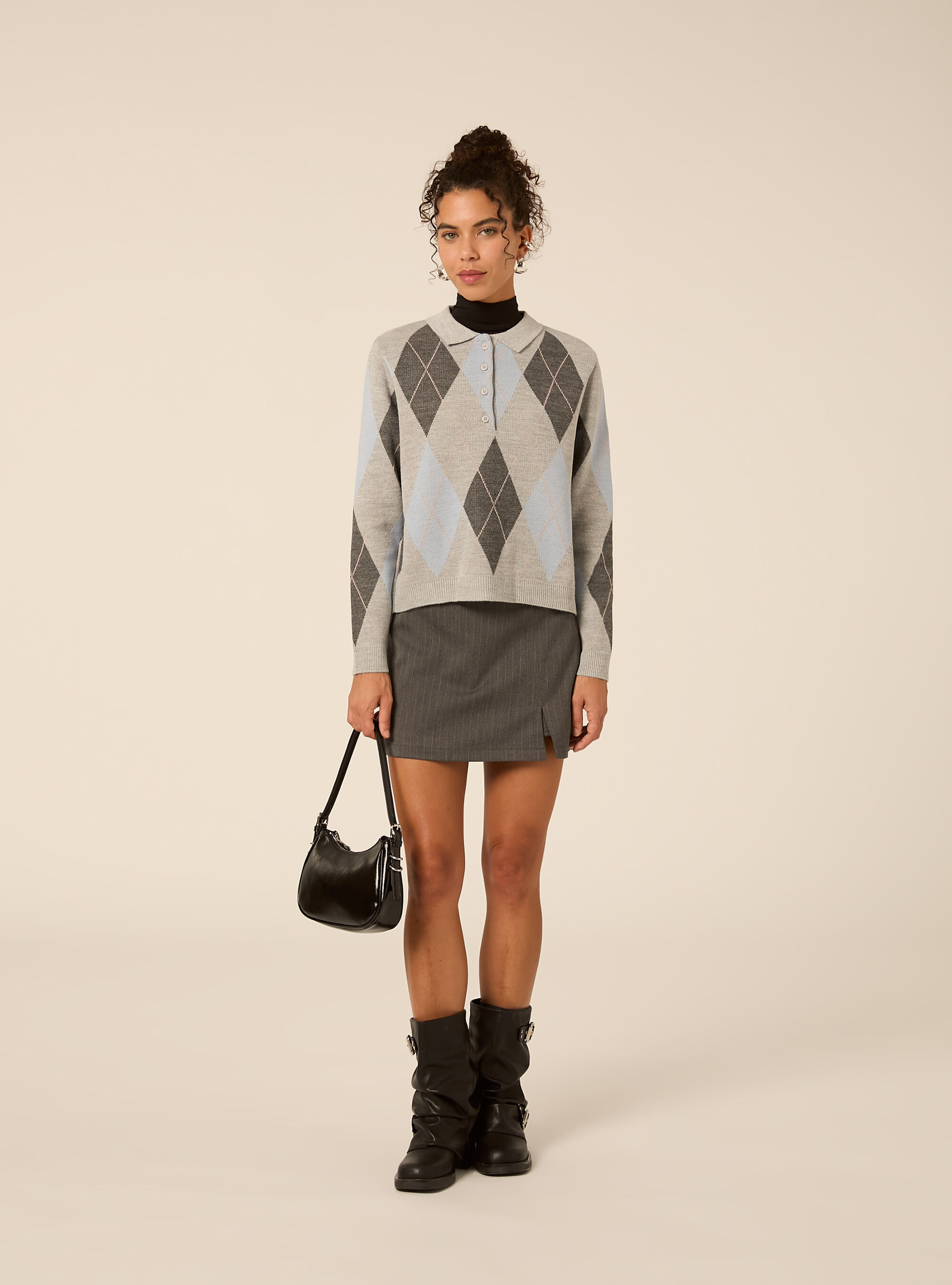 Pullover polo con rombi