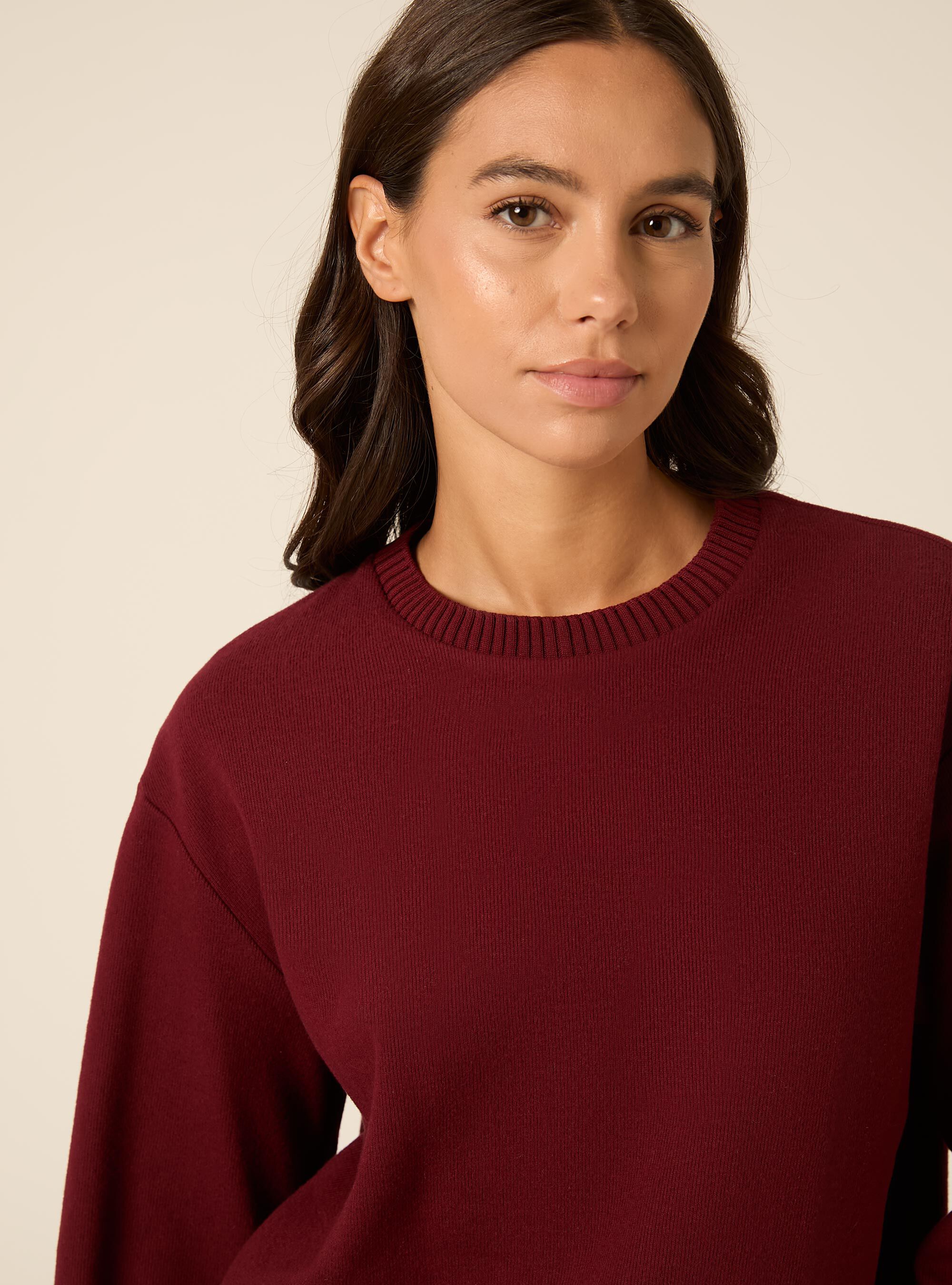 Maglia collo rotondo, BO1 BORDEAUX DARK