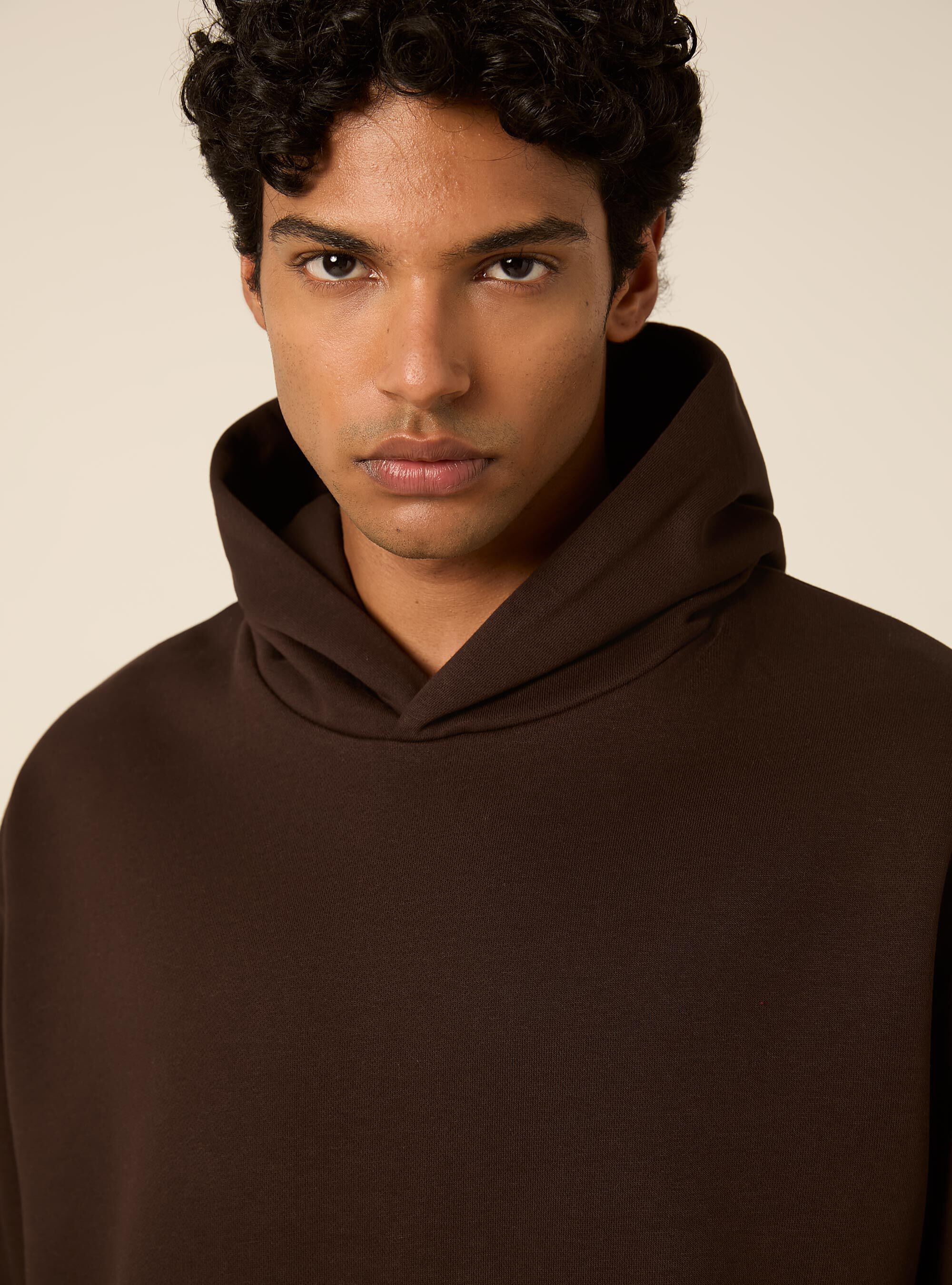 Felpa con cappuccio boxy fit, BR1 BROWN DARK