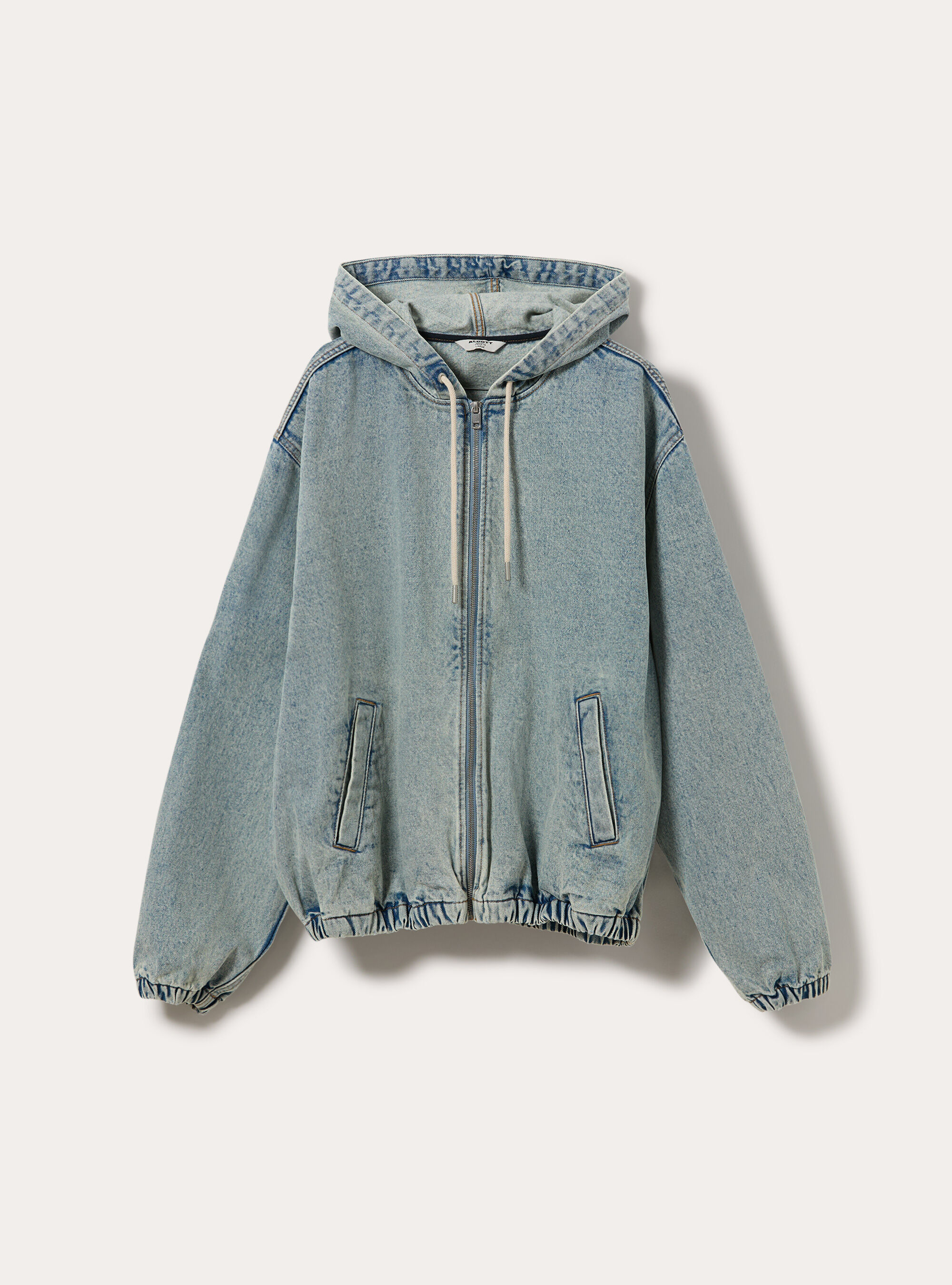 Giubbotto cappuccio in denim, D006 AZURE