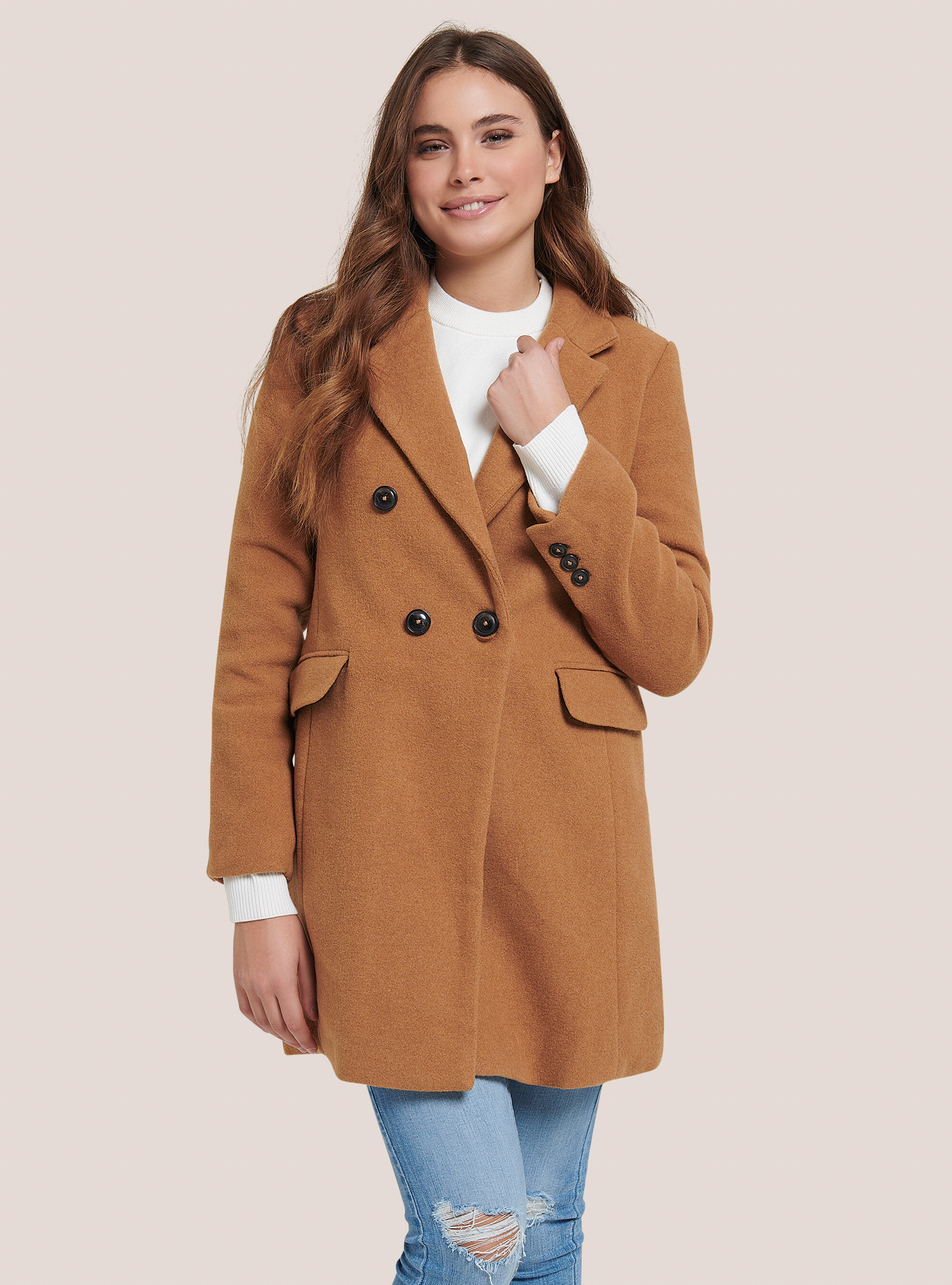 Cappotto doppiopetto in misto lana