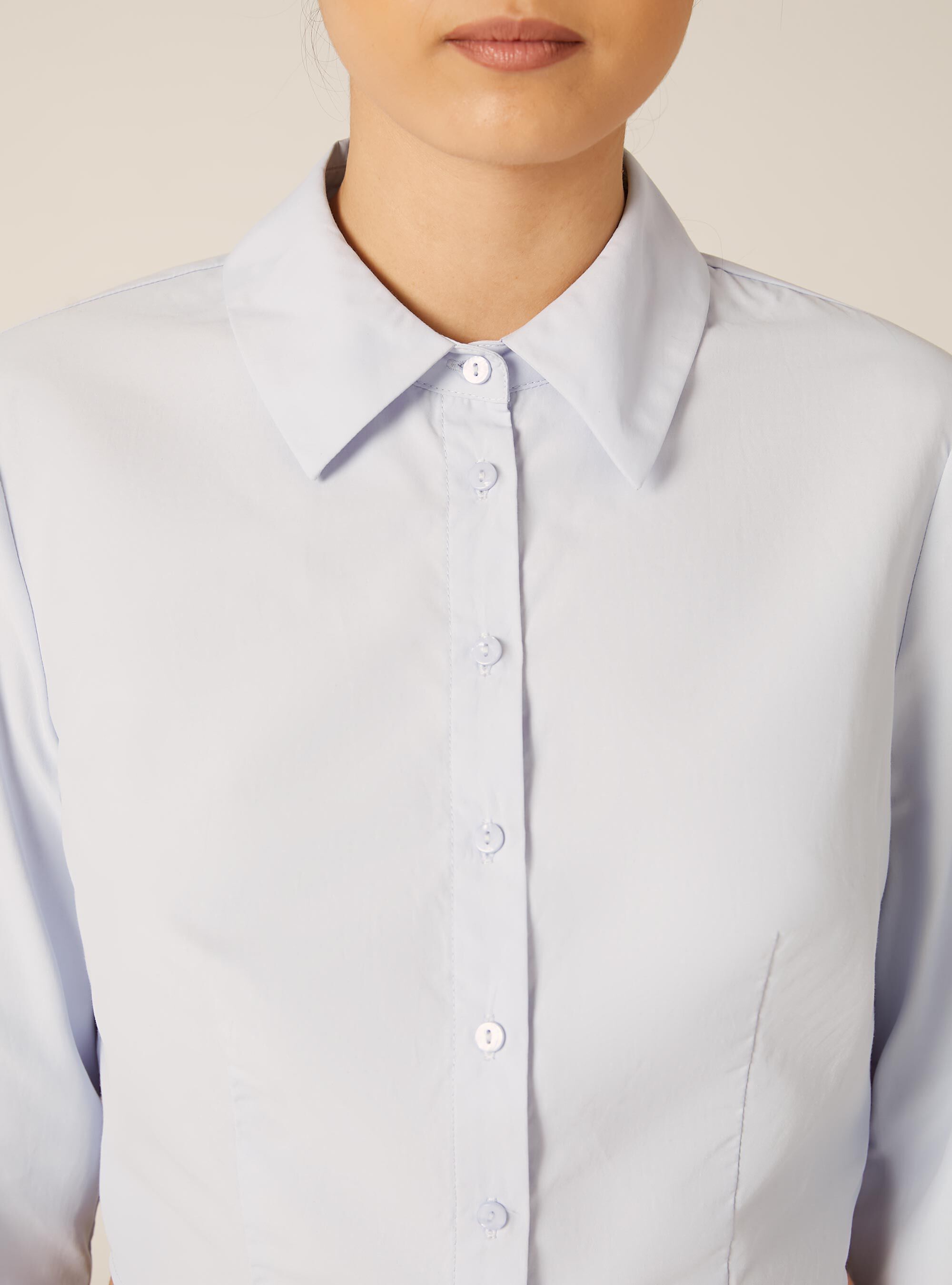 Camisa cropped de popelina, AZ3 AZURE LIGHT