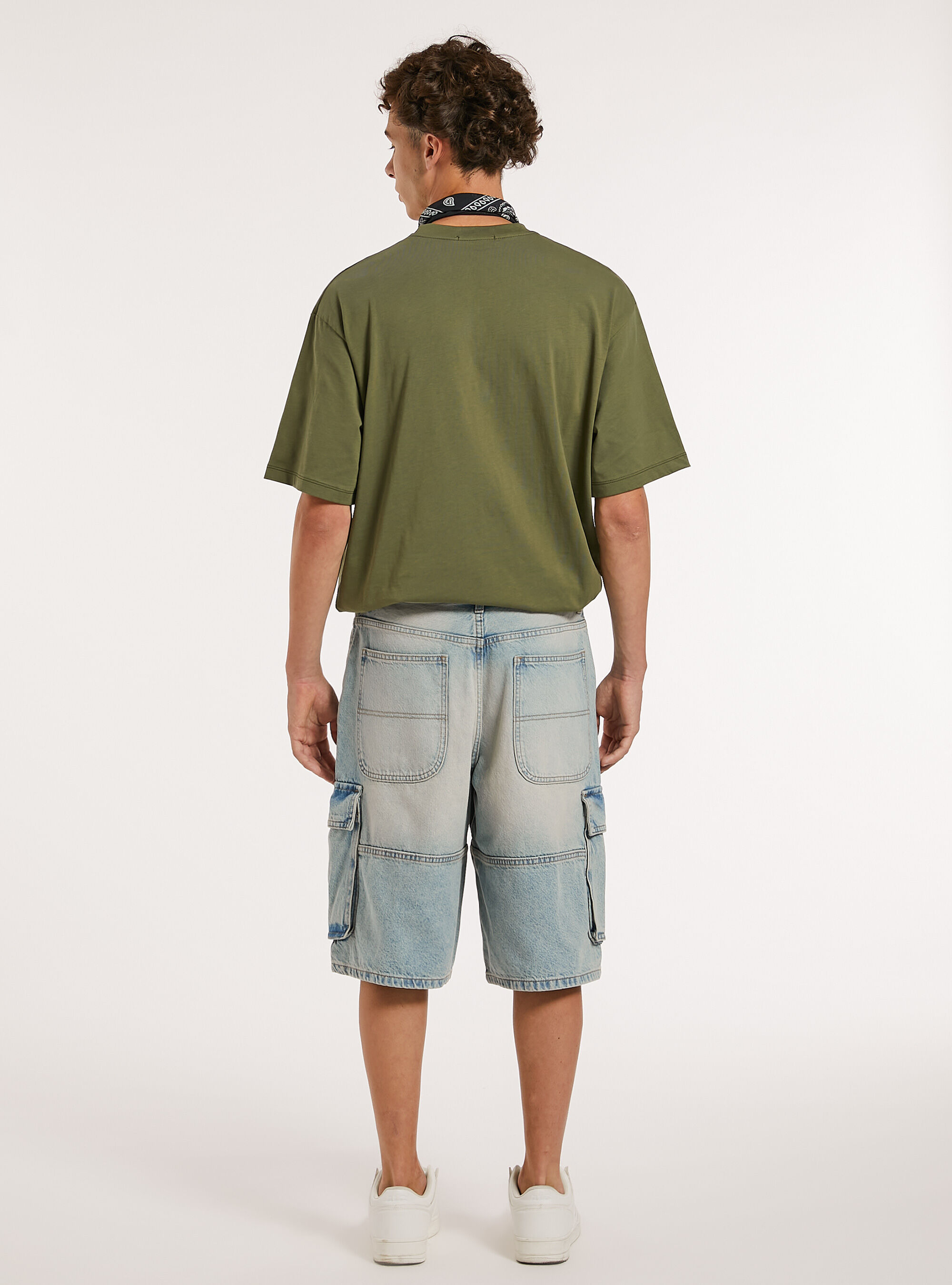 【INCHANT ME】Pixel Cotton Cargo Bermuda Pants Cotton cargo bermuda shorts with canvas belt