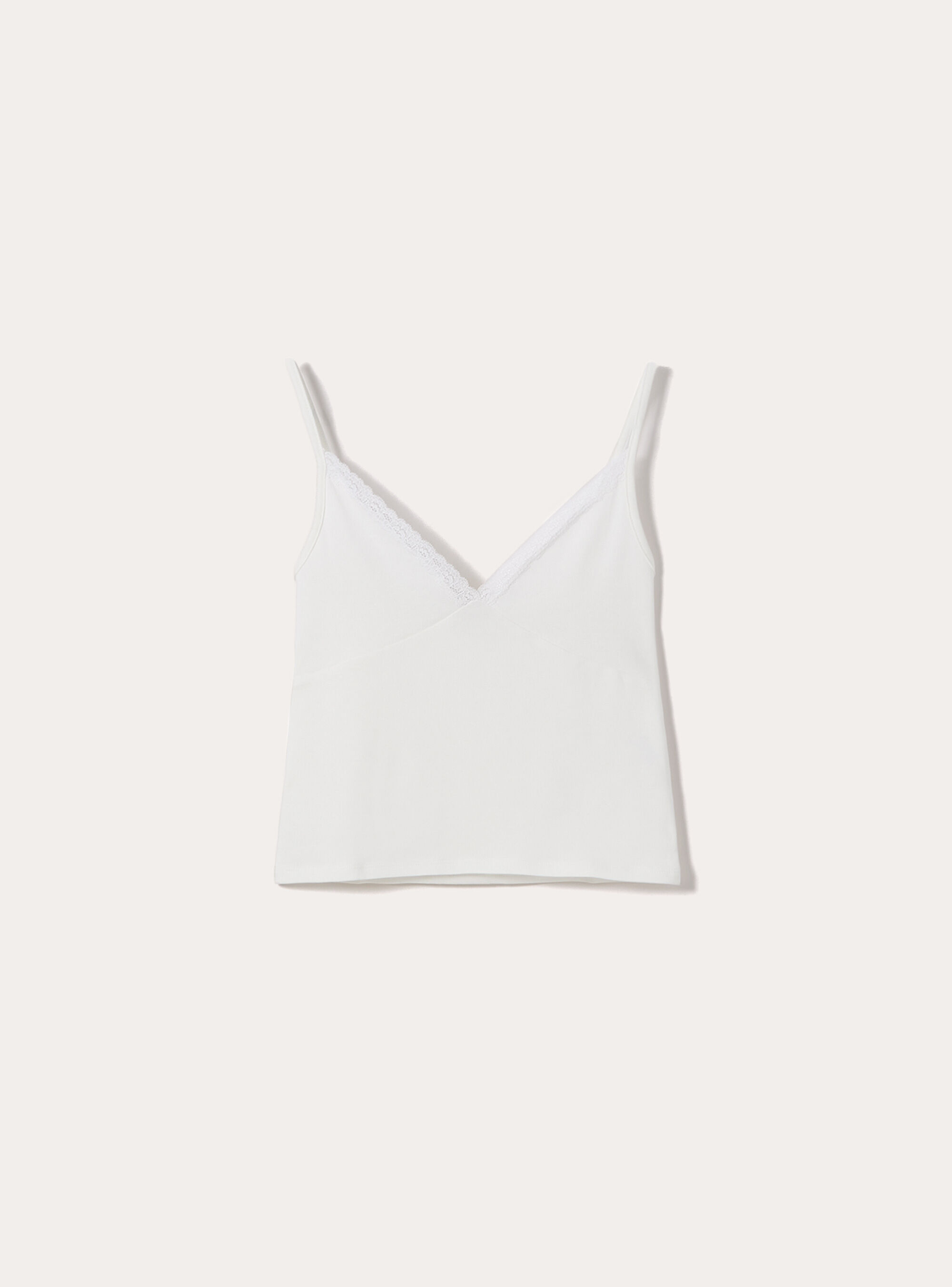 Bralette Top with Lace Detail, WH2 WHITE