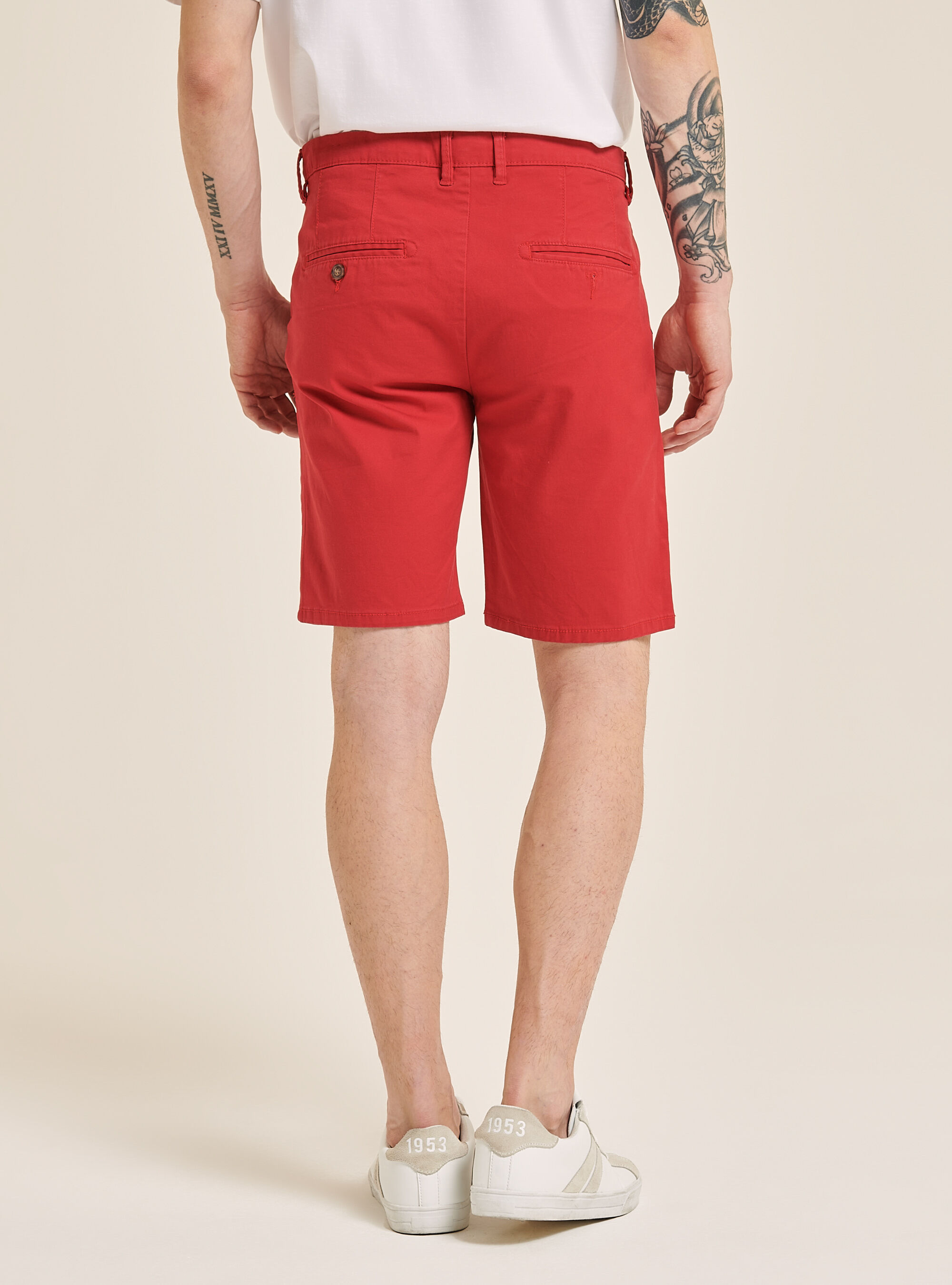 Plain twill bermuda shorts, C3344 RED