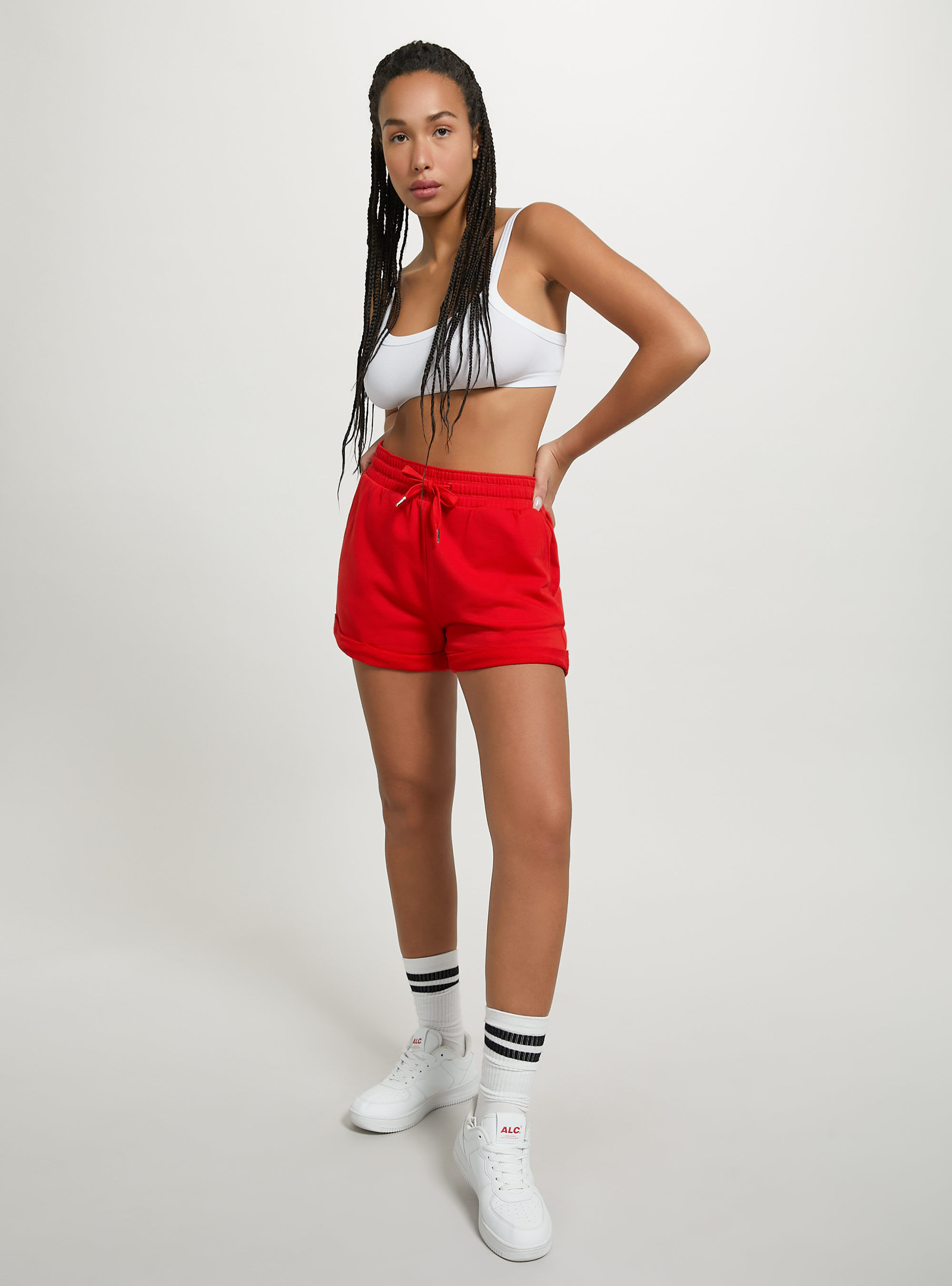 Cotton shorts with roll up and drawstring