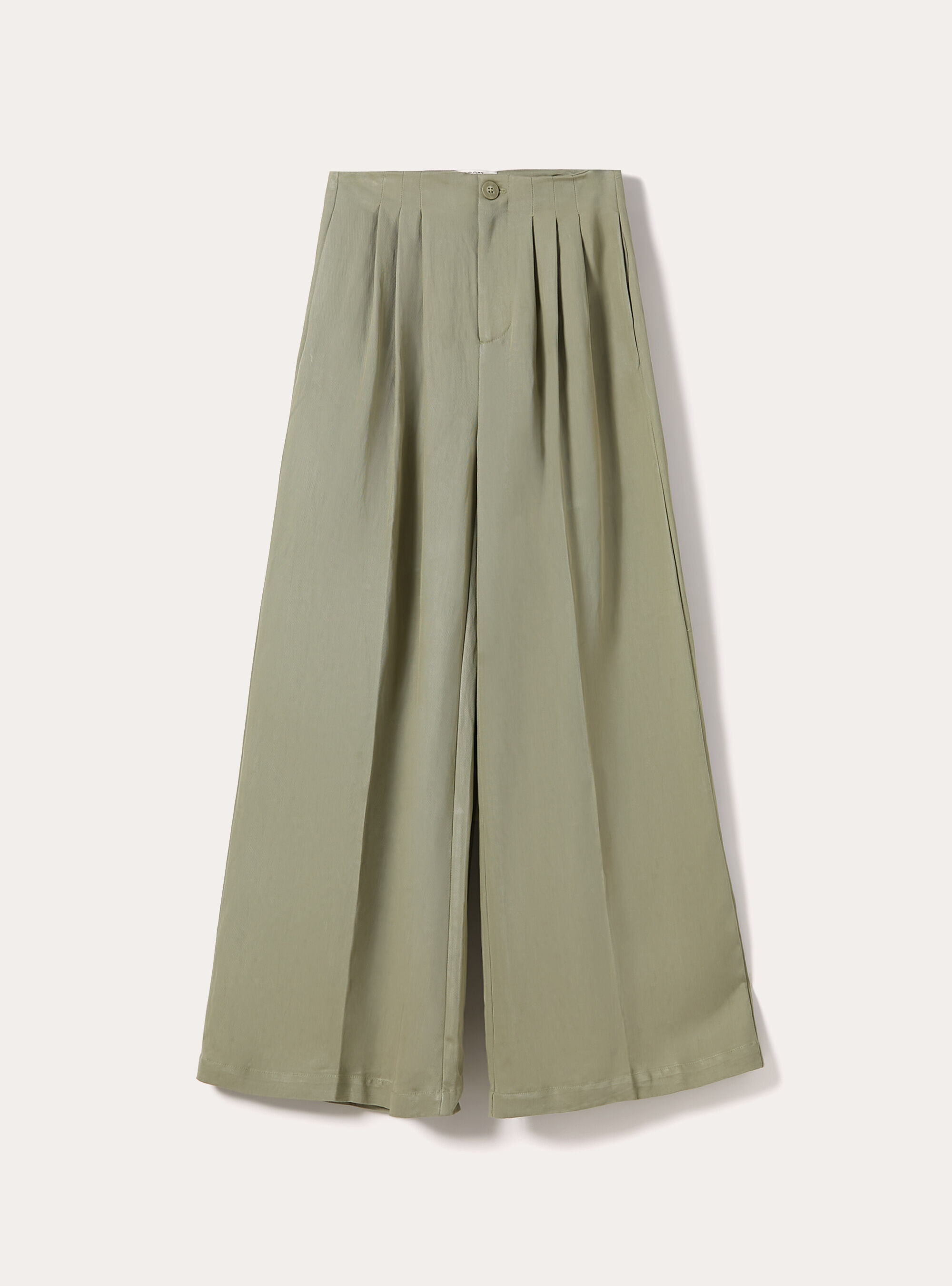 Pantaloni wide leg con pence, GN3 GREEN LIGHT