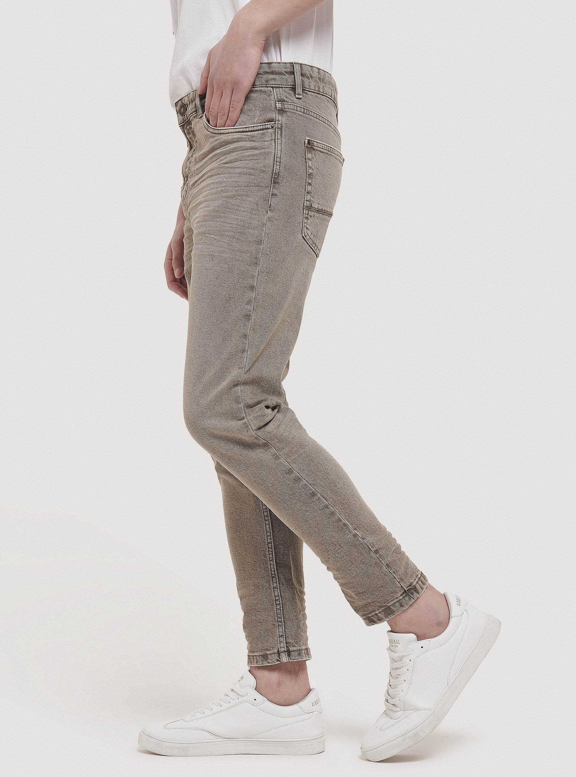 Stretch twill cotton trousers, C524 L.BROWN
