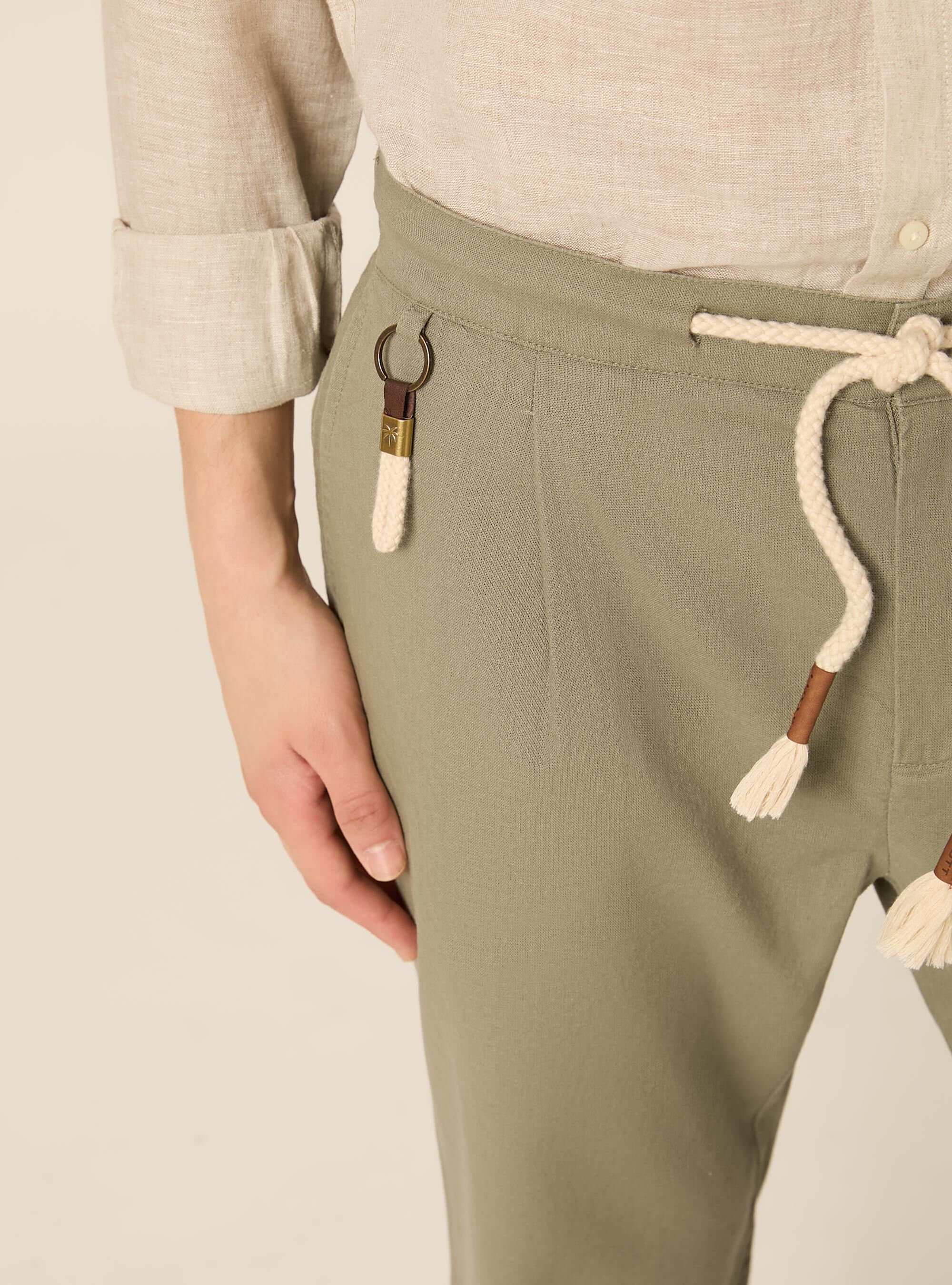 Pantaloni misto lino con coulisse, KY2 KAKY MEDIUM