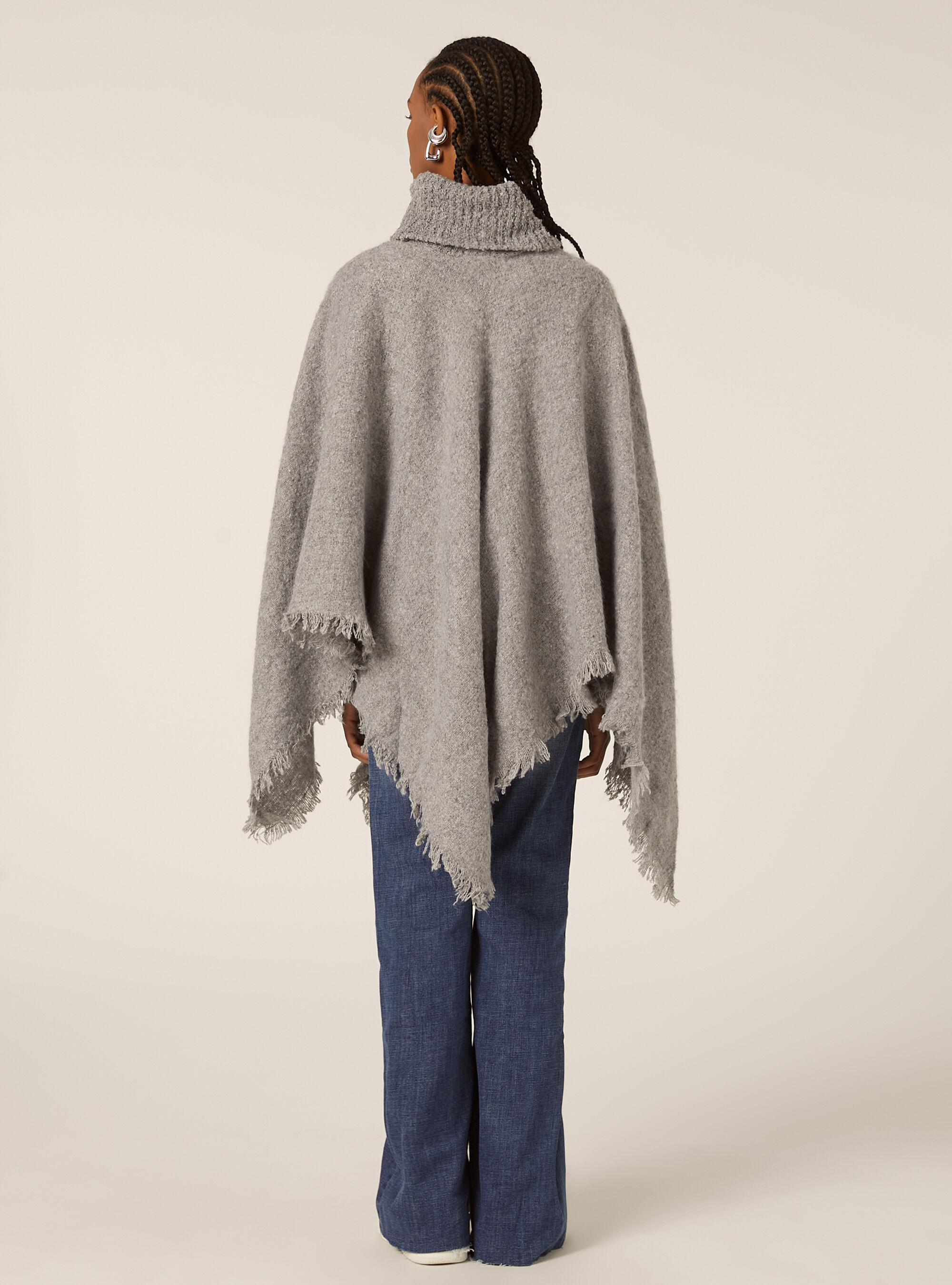 Poncho soft touch a collo alto, MGY2 GREY MEL MEDIUM