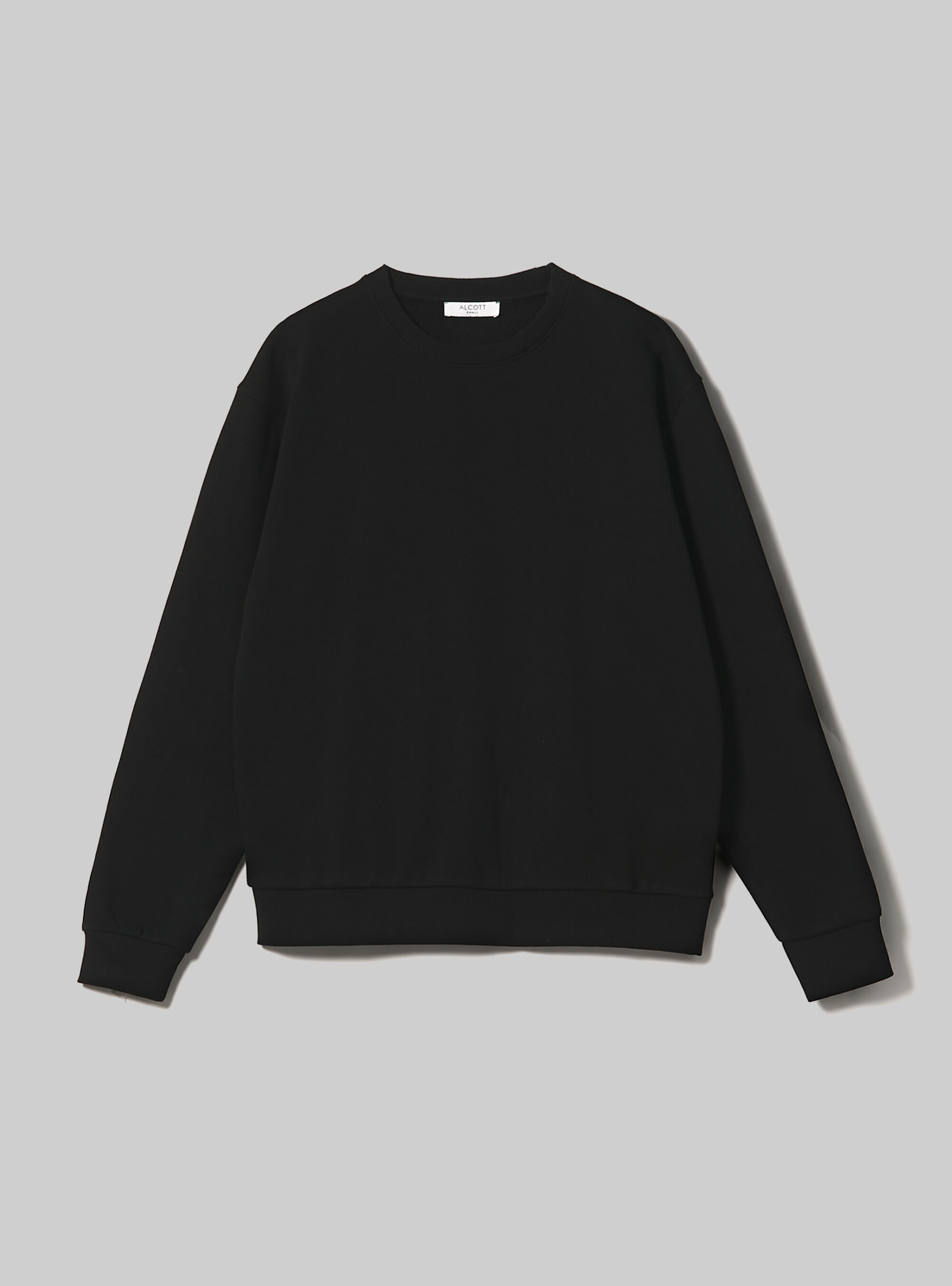 Plain-coloured cotton crew-neck sweatshirt, BK1 BLACK