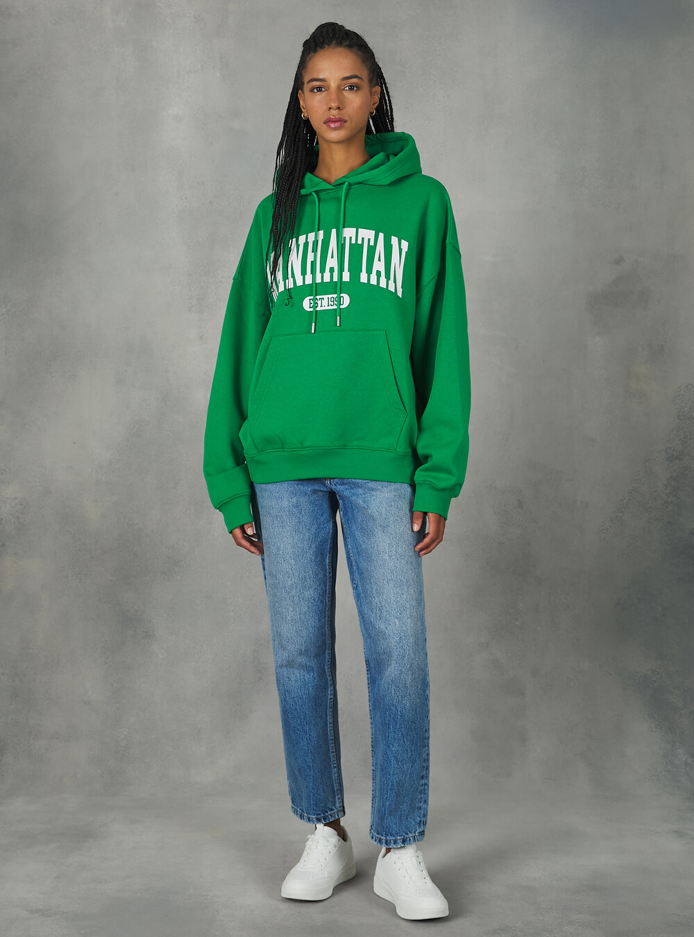 Sweatshirt with college print and hood, Alcott