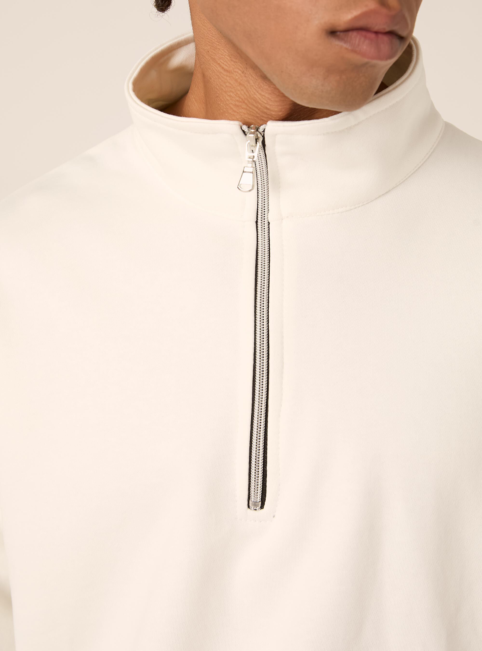 Felpa mezzo collo con zip boxy fit, WH1 OFF WHITE